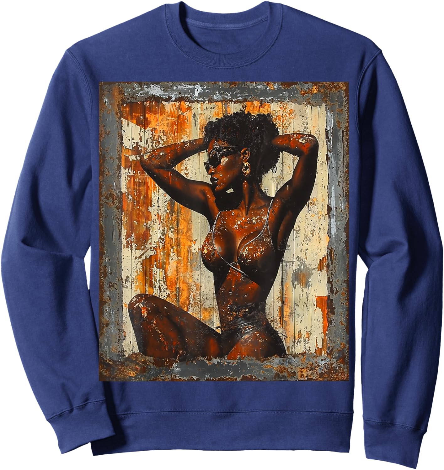 Beautiful Vintage Black Girl Woman Retro Pin Up Model Art Sweatshirt - Sweatshirt | Navy