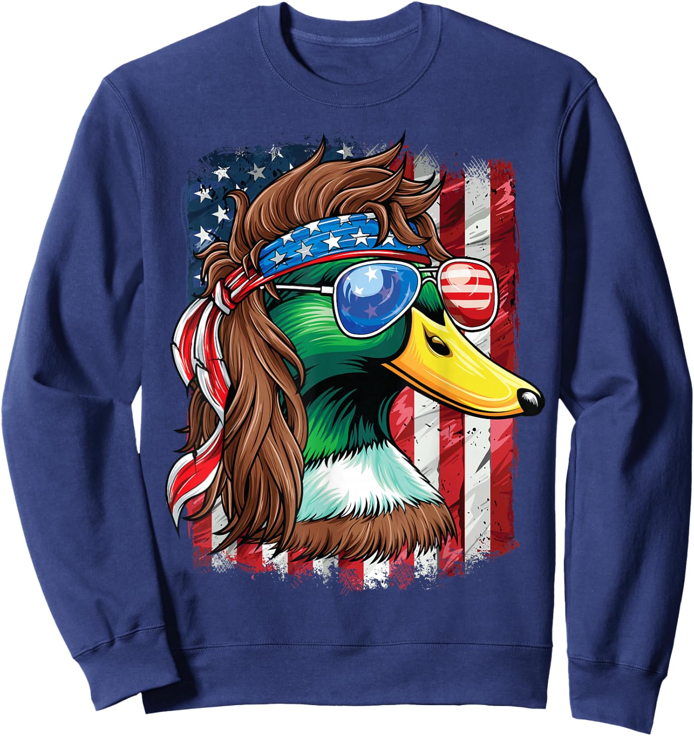 Duck Hunter American Flag Waterfowl Hunting Sweatshirt - Sweatshirt | Navy