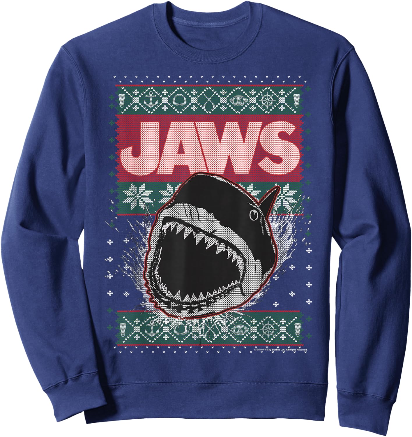 Jaws Christmas Ugly Sweater Sweatshirt - Sweatshirt | Navy