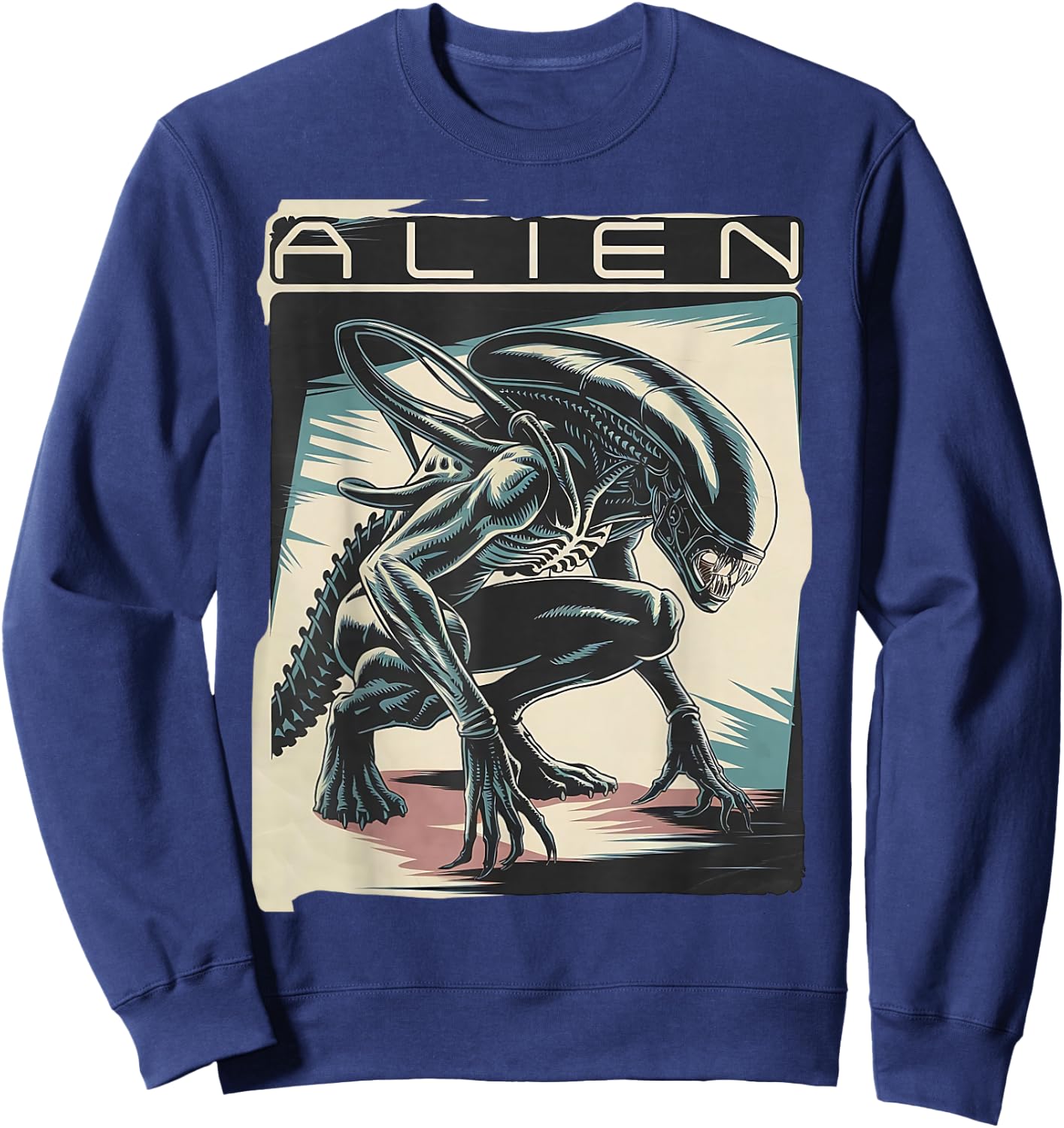Xenomorph Alien Illustrated Poster, Black, S Sweatshirt - Sweatshirt | Navy