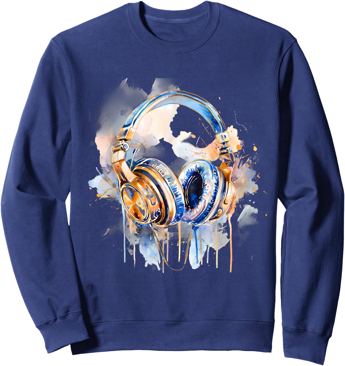 Headphones Music DJ Splash EDM Music Headphones Music Lover Sweatshirt - Sweatshirt | Navy