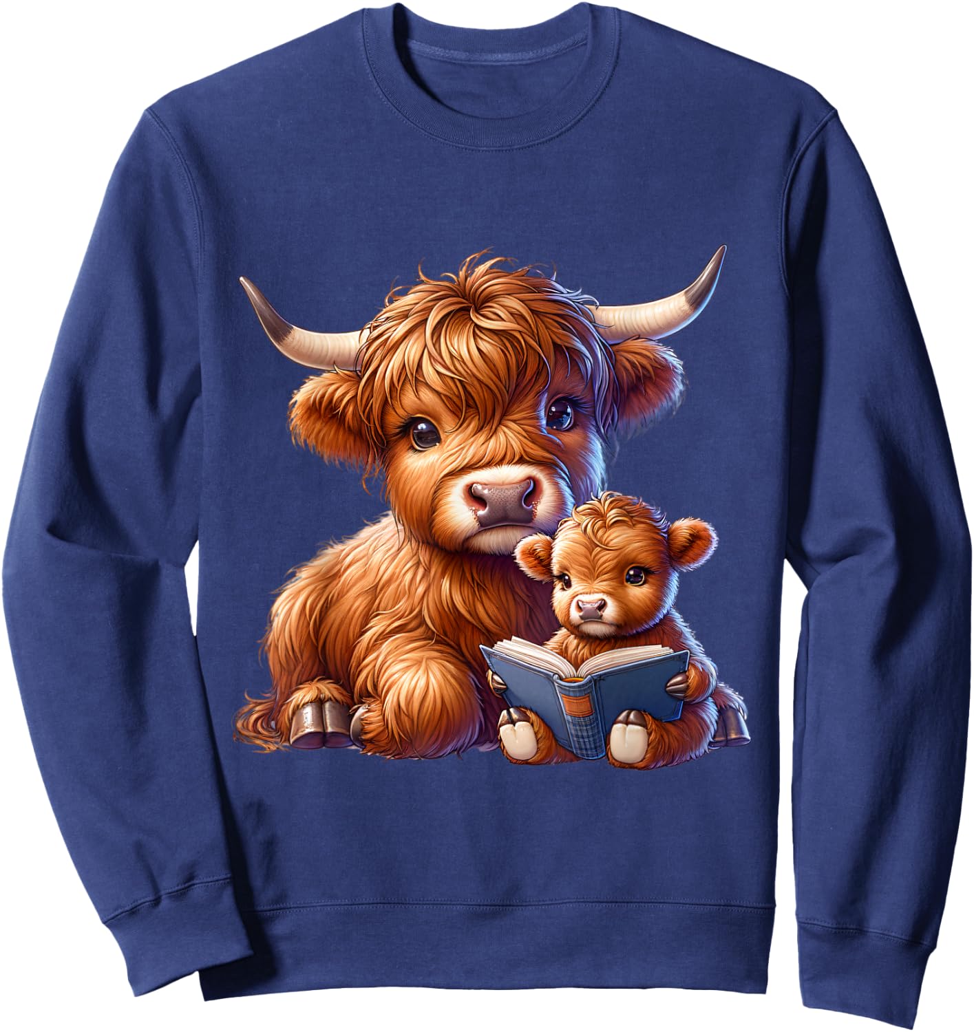Cow, Highland Cow, Cow Costume, Highland Cow , black Sweatshirt - Sweatshirt | Navy