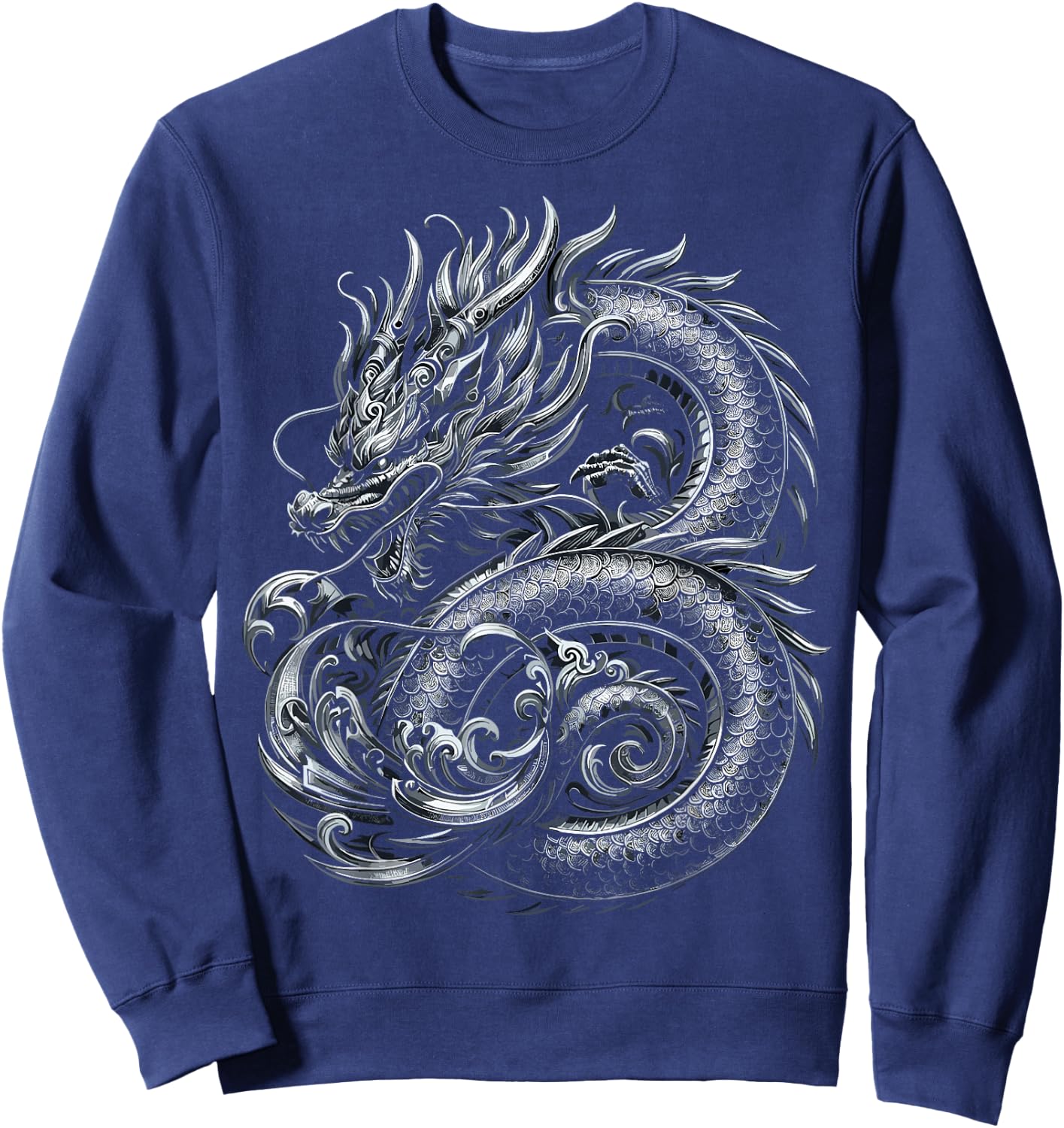 Silver Dragon Graphic Sweatshirt - Sweatshirt | Navy