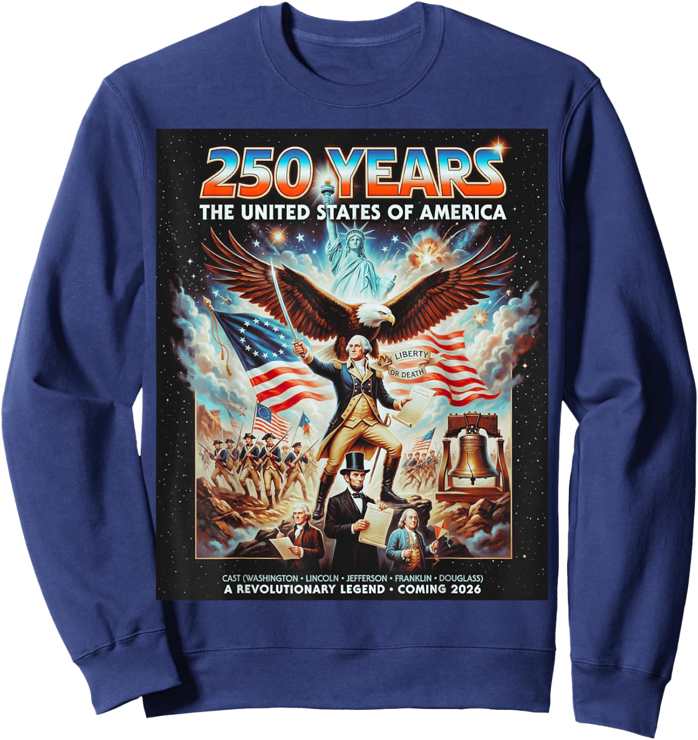 Funny United States 250 Anniversary Retro Poster Sweatshirt - Sweatshirt | Navy
