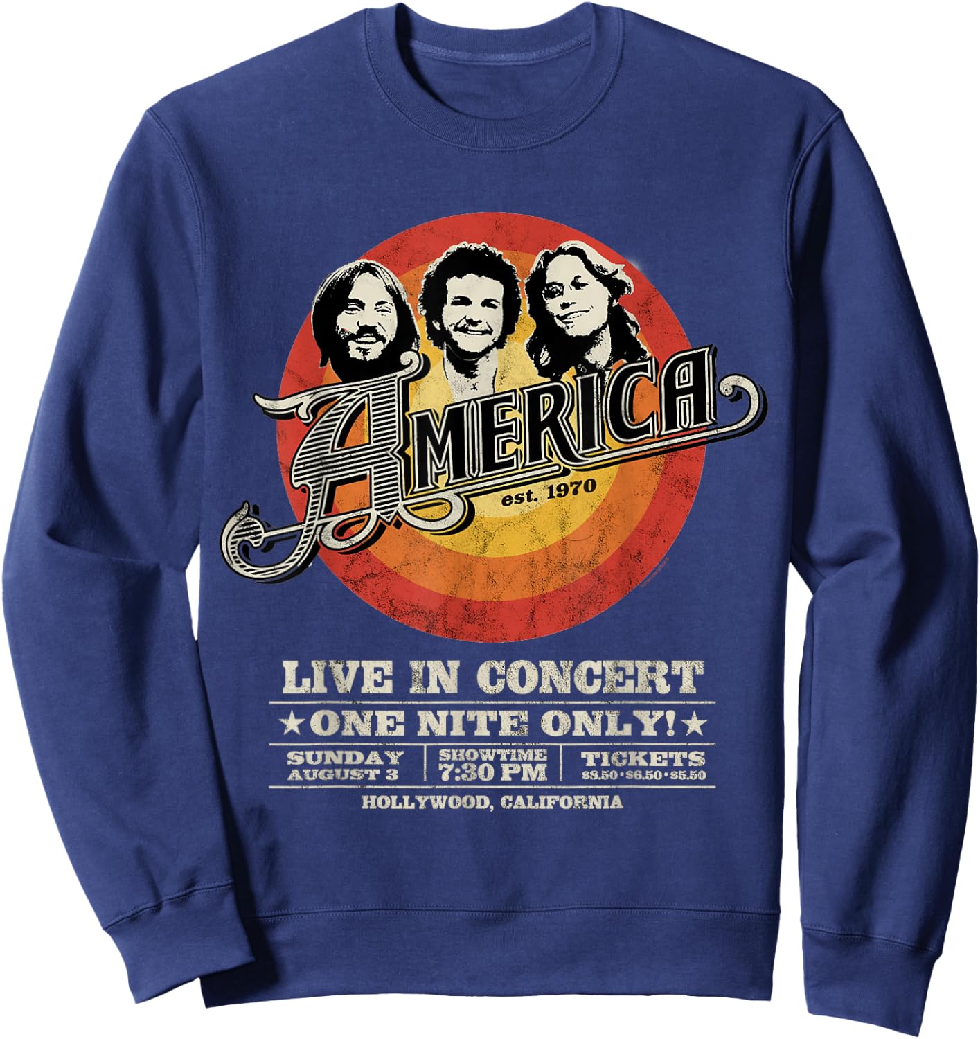 Offiziell America the Band Live in Concert Black Sweatshirt - Sweatshirt | Navy