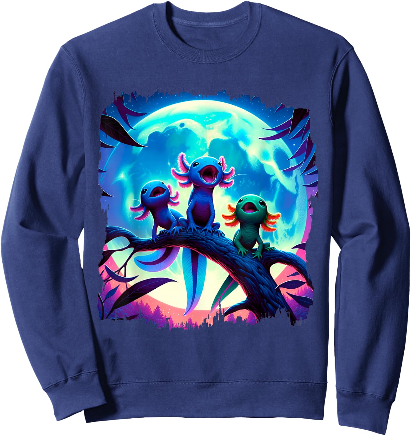 Axolotls Howl At Moon Axolotl Owner Sweatshirt - Sweatshirt | Navy