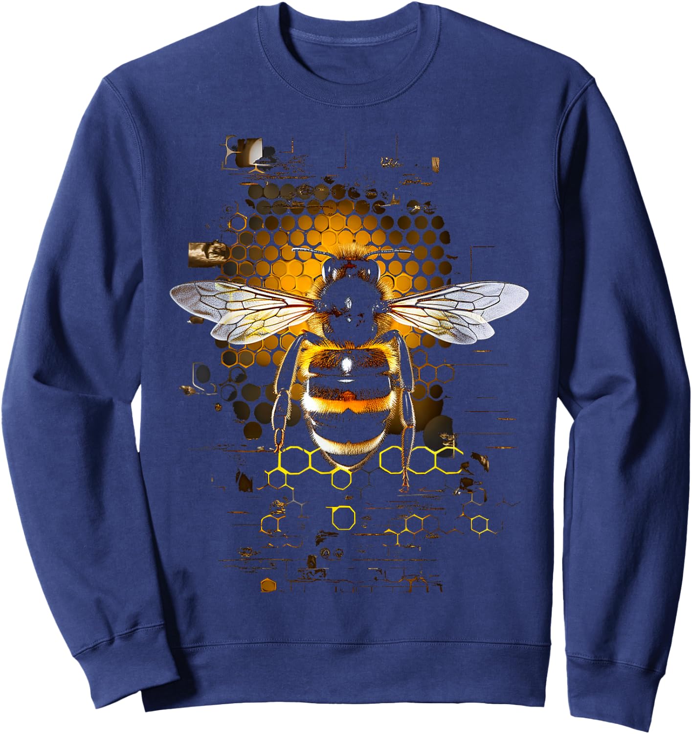 Bee Pattern , Black, S Sweatshirt - Sweatshirt | Navy