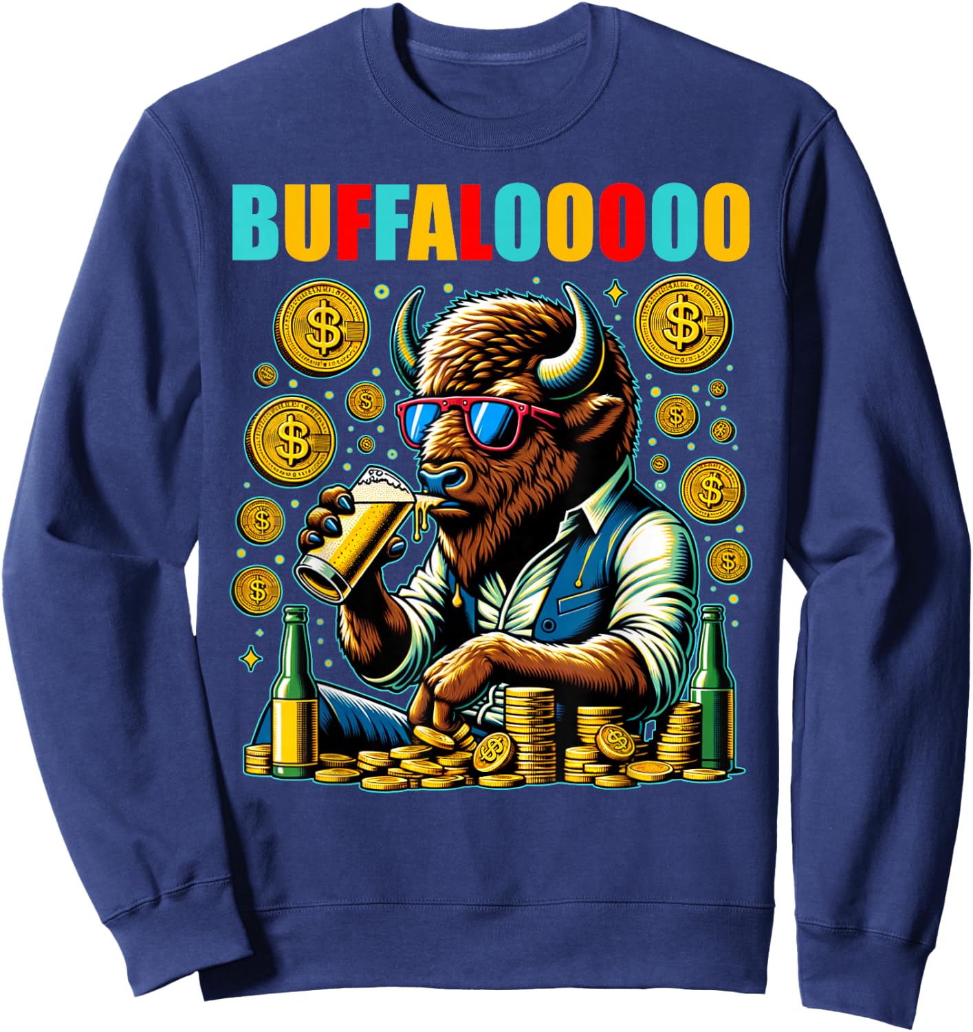 Lucky Buffalo Casino Slot Machine BUFFALOOOOO Gambling Sweatshirt - Sweatshirt | Navy