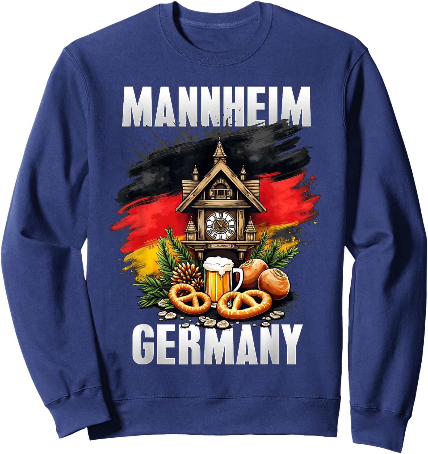 Mannheim Germany Souvenir German Flag Oktoberfest Travel Sweatshirt - Sweatshirt | Navy