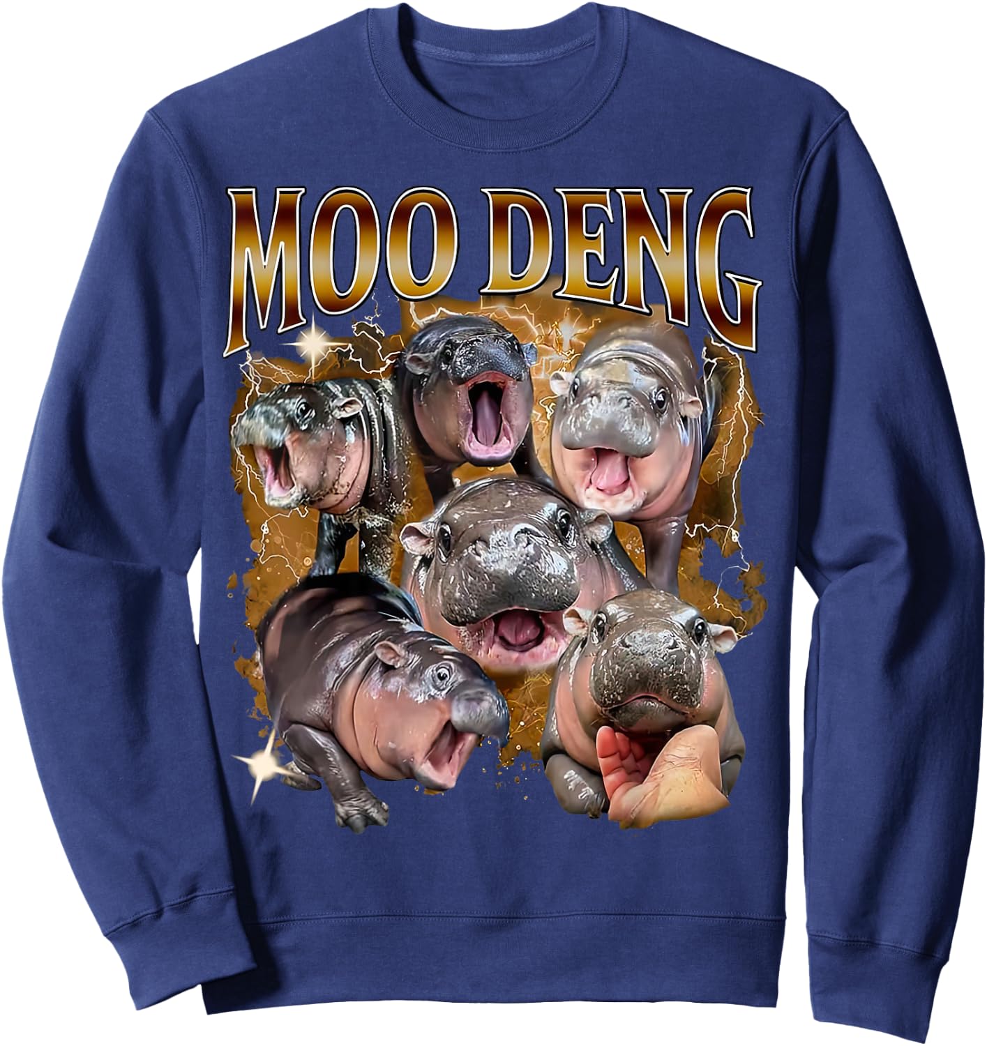 Funny Moo-Deng Baby Pygmy Hippo Cute Zoo For Family Sweatshirt - Sweatshirt | Navy
