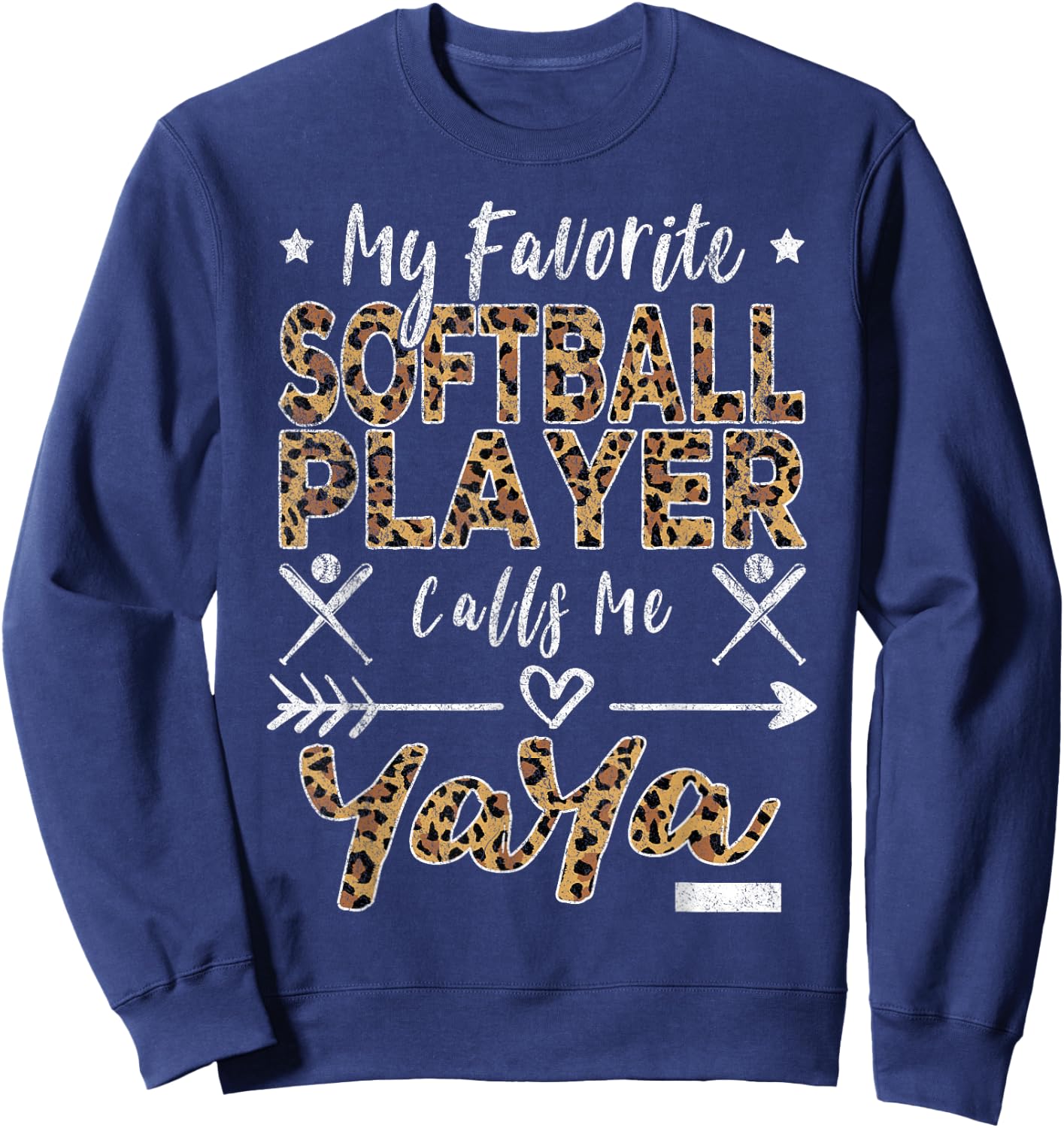 My Favorite Softball Player Calls Me Yaya Grandma Leopard Sweatshirt - Sweatshirt | Navy