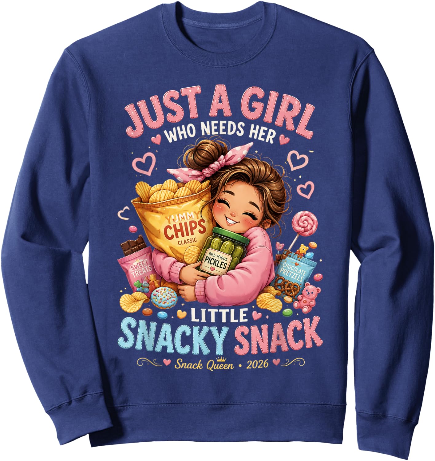 Just a Girl Who Needs Her Little Snacky Snack Foodie Snack Sweatshirt - Sweatshirt | Navy