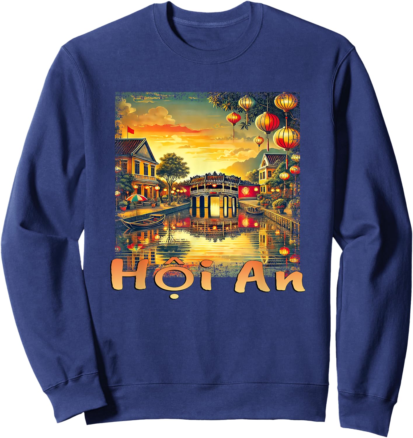 Hoi An Vietnam Ancient Town Canals Sunset Sweatshirt - Sweatshirt | Navy