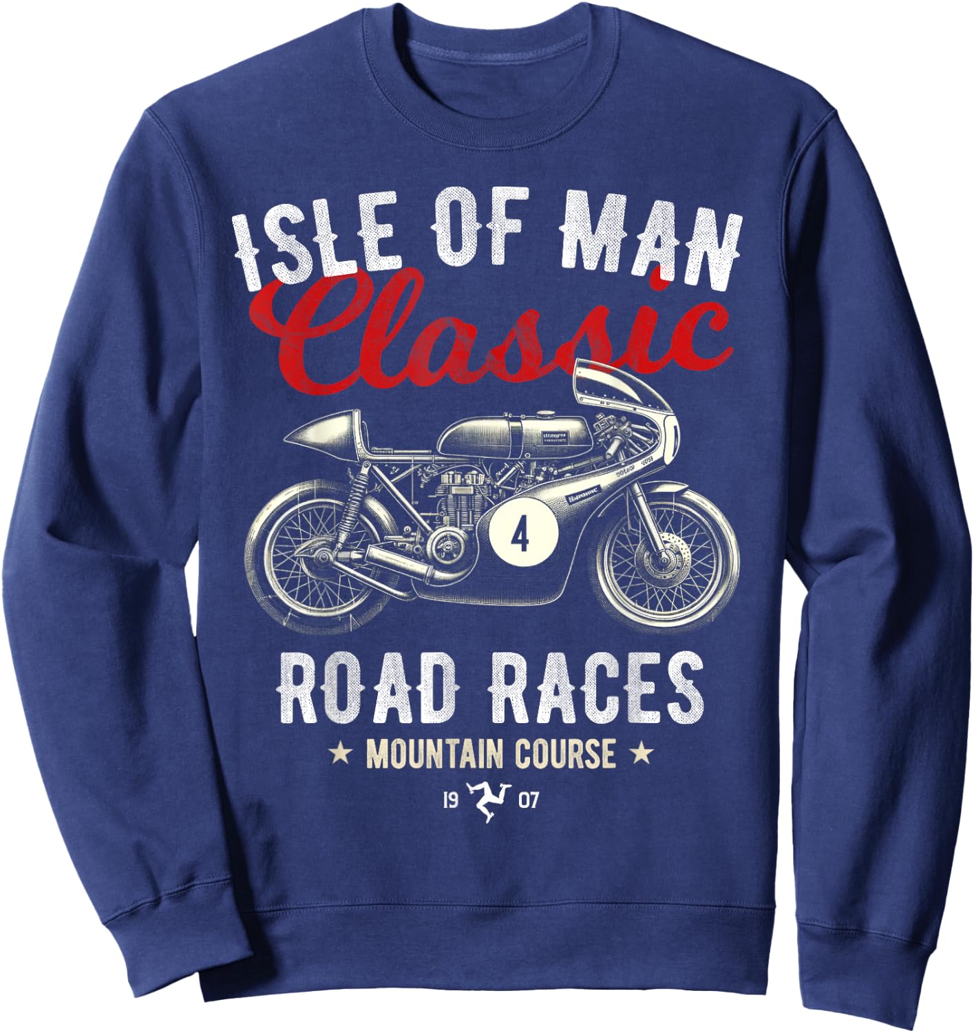 Retro Isle of Man TT Races Vintage Motorcycle Race , Black, S Sweatshirt - Sweatshirt | Navy