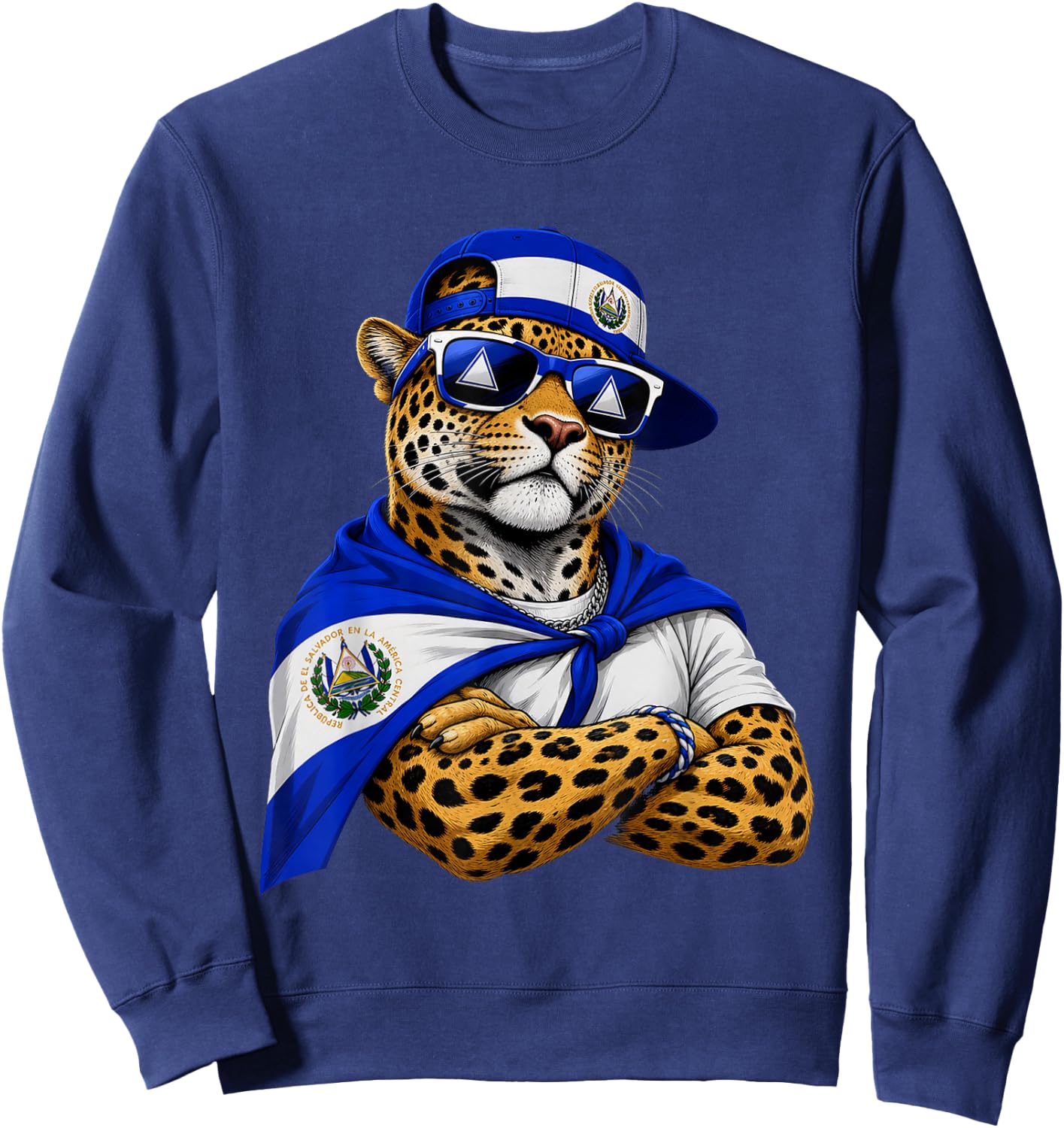 El Salvador National Pride Jaguar Flag Sweatshirt - Sweatshirt | Navy