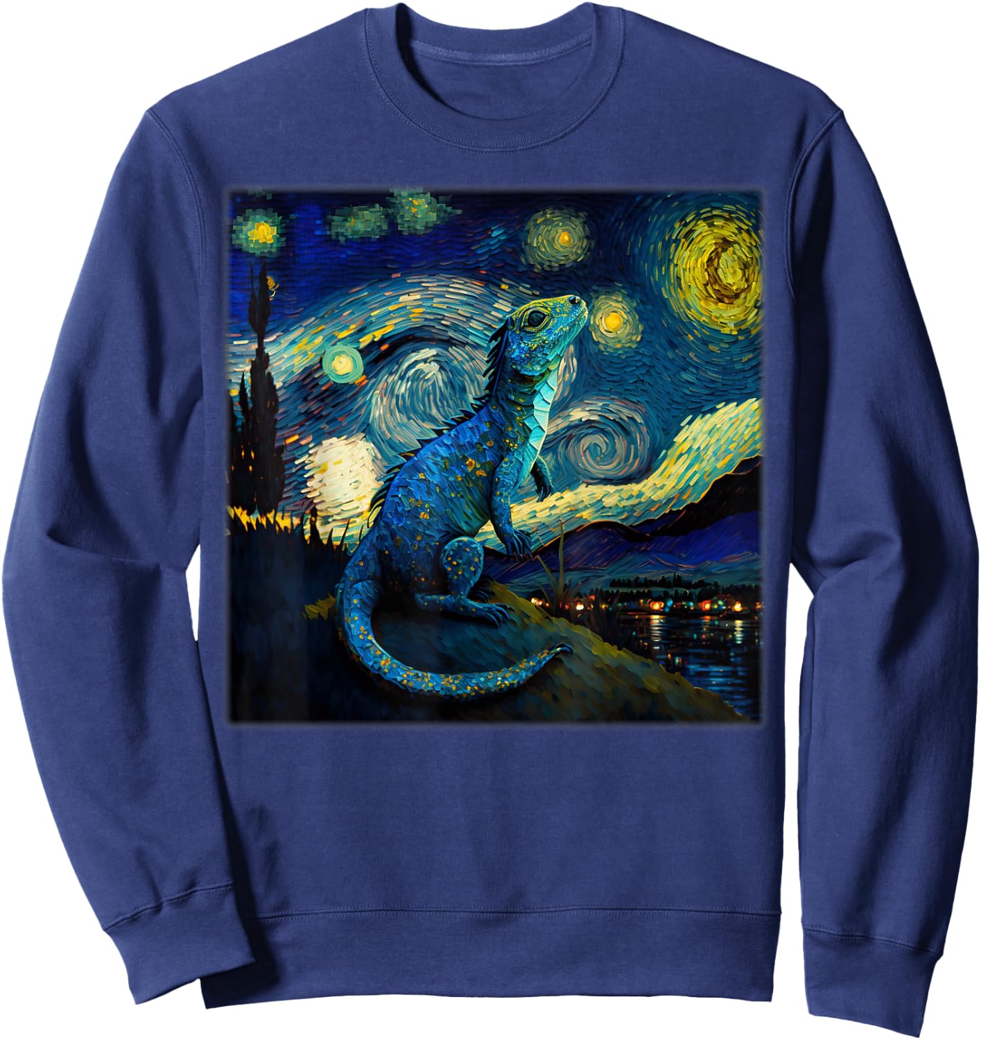 Surrealism Starry Night Chinese Water Dragon Sweatshirt - Sweatshirt | Navy