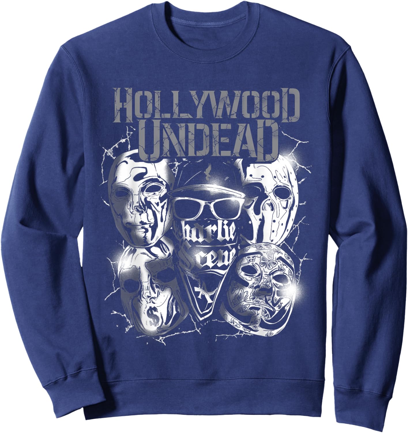 Hollywood Undead Official Merchandise - Metal Masks , black Sweatshirt - Sweatshirt | Navy