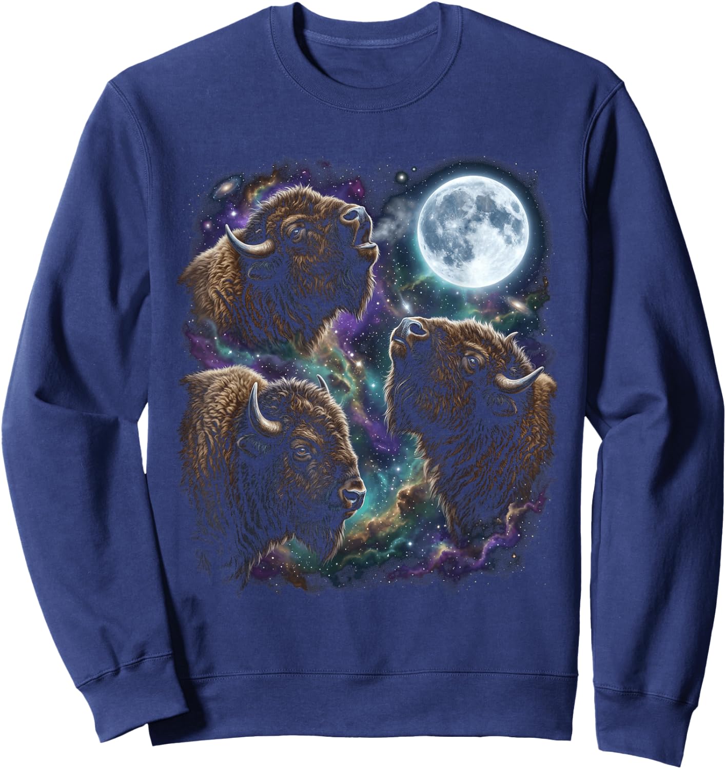 Three Bison Howling At The Moon Buffalo Sweatshirt - Sweatshirt | Navy