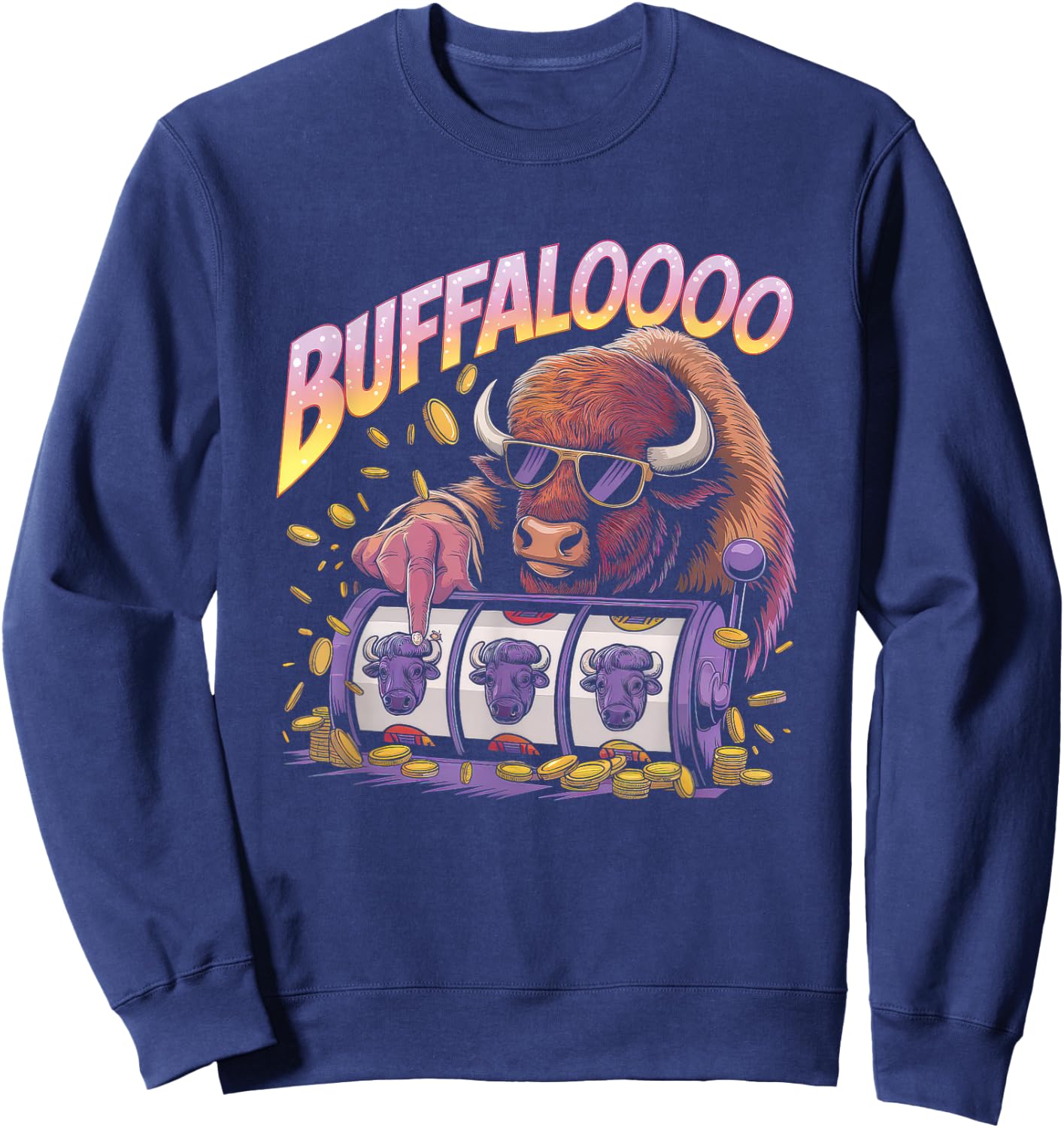 Lucky Buffalo Casino Slot Machine Gambling Gift Gambler Sweatshirt - Sweatshirt | Navy