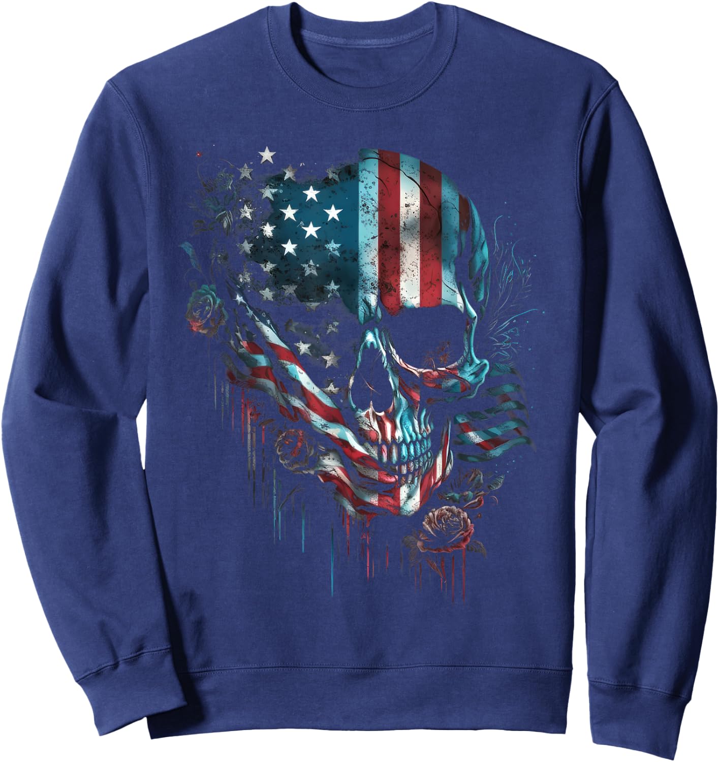 USA America Skull | America Patriot Skeleton Men Sweatshirt - Sweatshirt | Navy