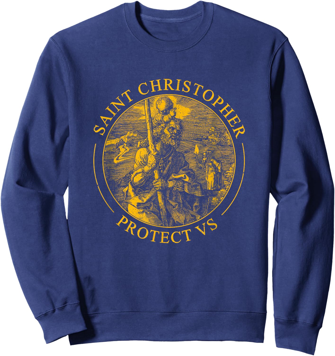 San Cristóbal Travel Patron Saint Christopher Protect Us Sweatshirt - Sweatshirt | Navy