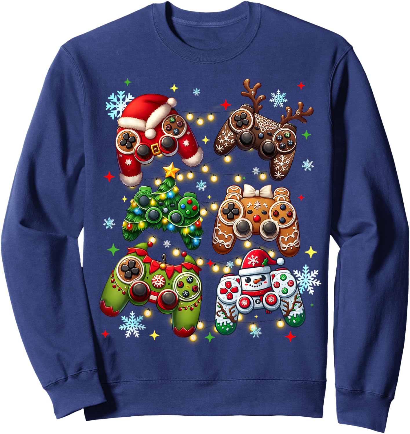 Boys Christmas Shirt Santa Elf Gaming Controllers Gamer Xmas Sweatshirt - Sweatshirt | Navy