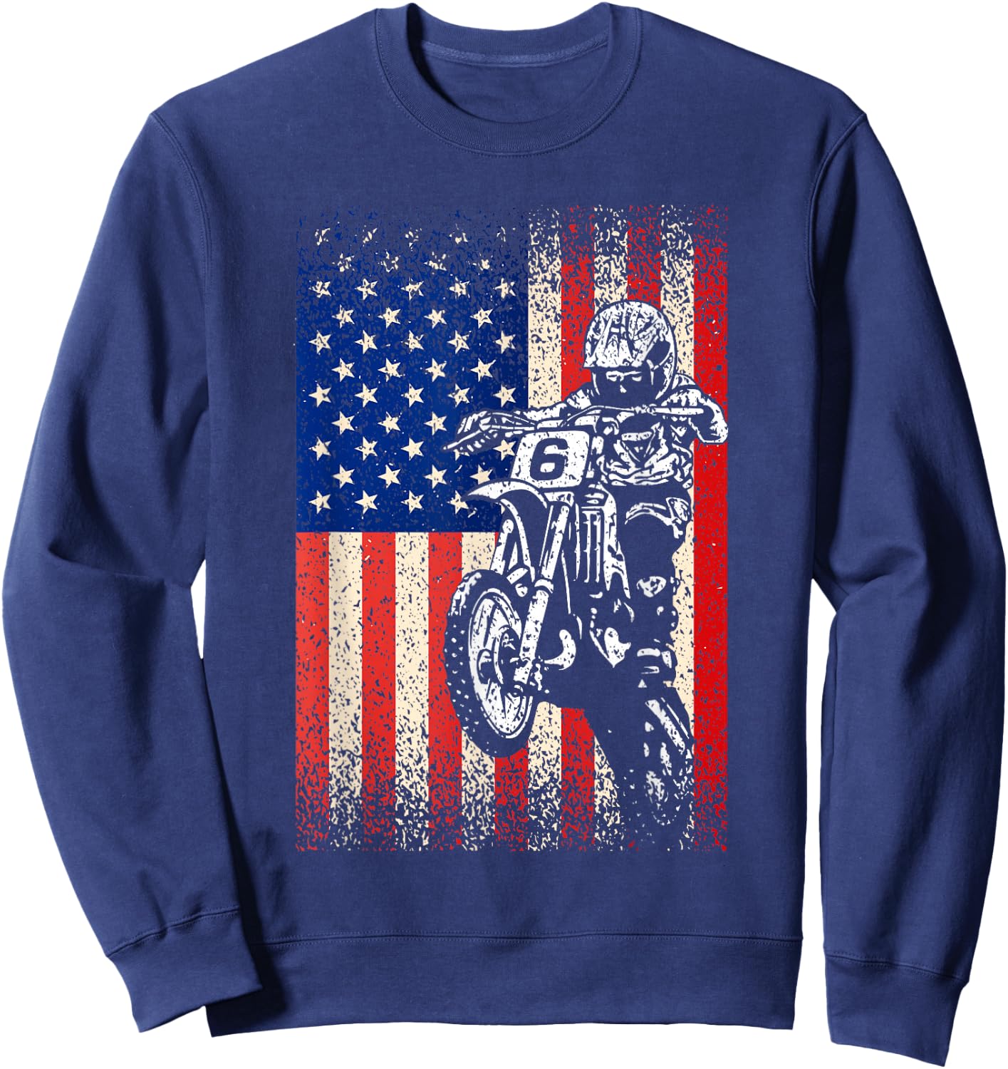 Dirt Bike Shirt Motocross Racing American Flag Dirt Biking Sweatshirt - Sweatshirt | Navy