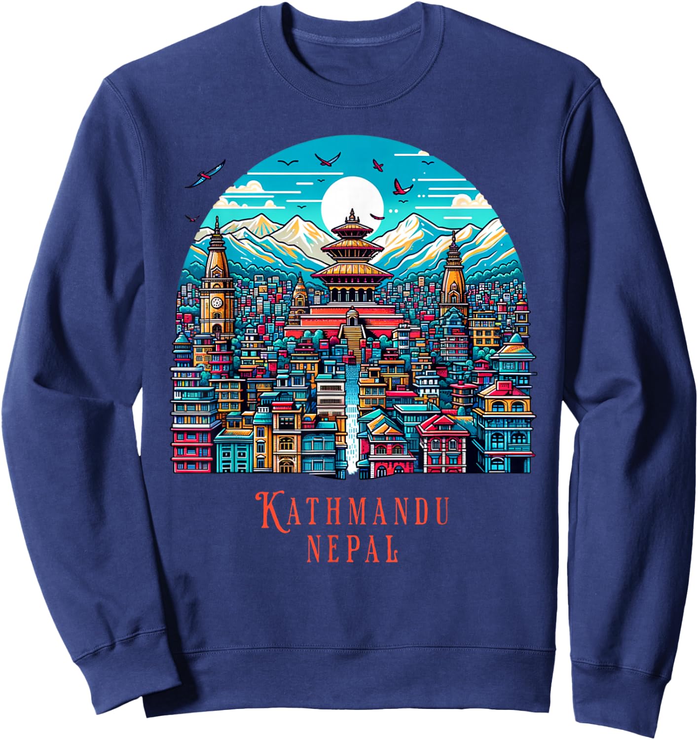 Kathmandu Skyline Nepal Himalayan Temple Mountains Kathmandu Sweatshirt - Sweatshirt | Navy