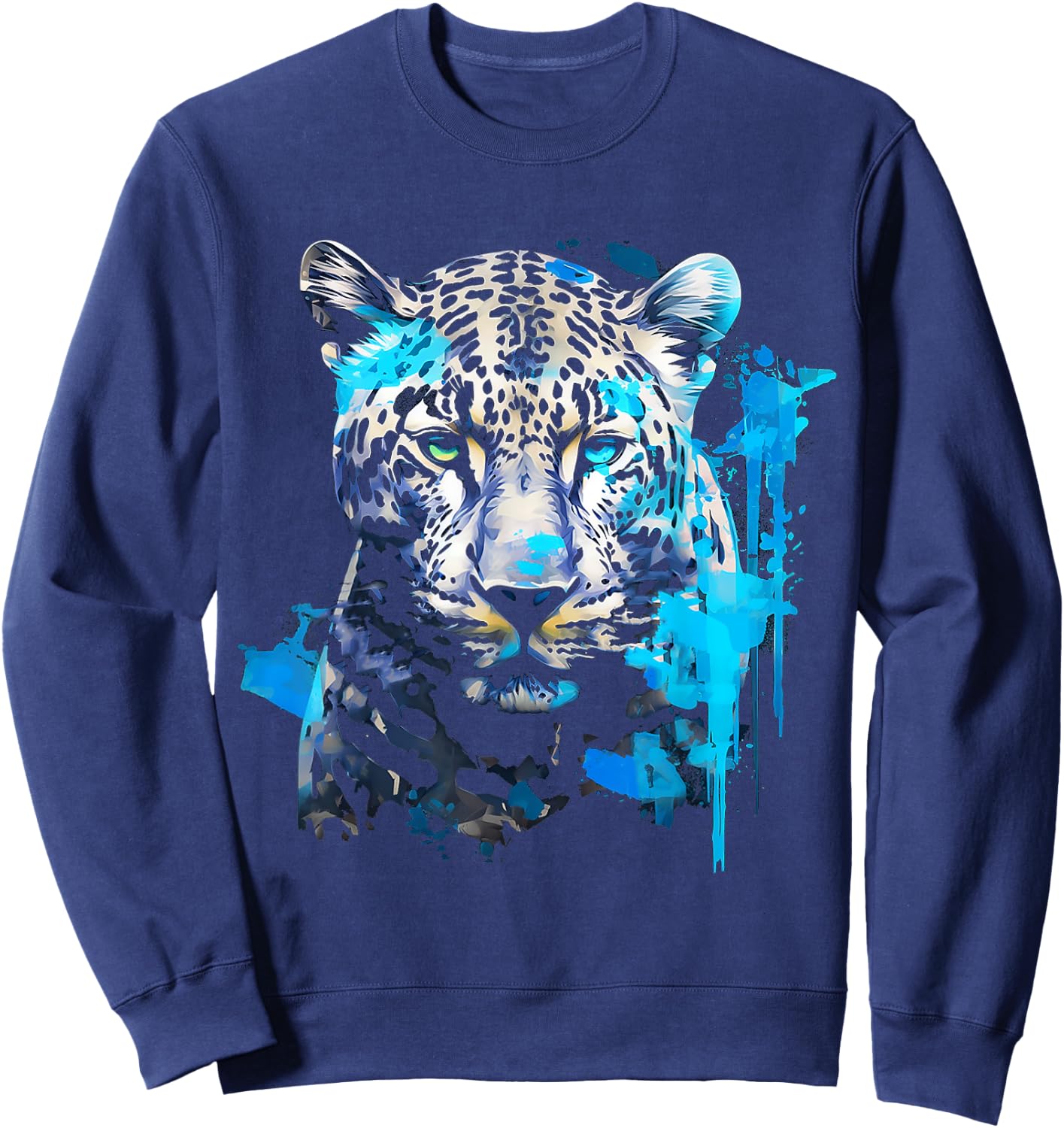 Leopard Abstract Animal Art Painting Graphic Leopard Sweatshirt - Sweatshirt | Navy