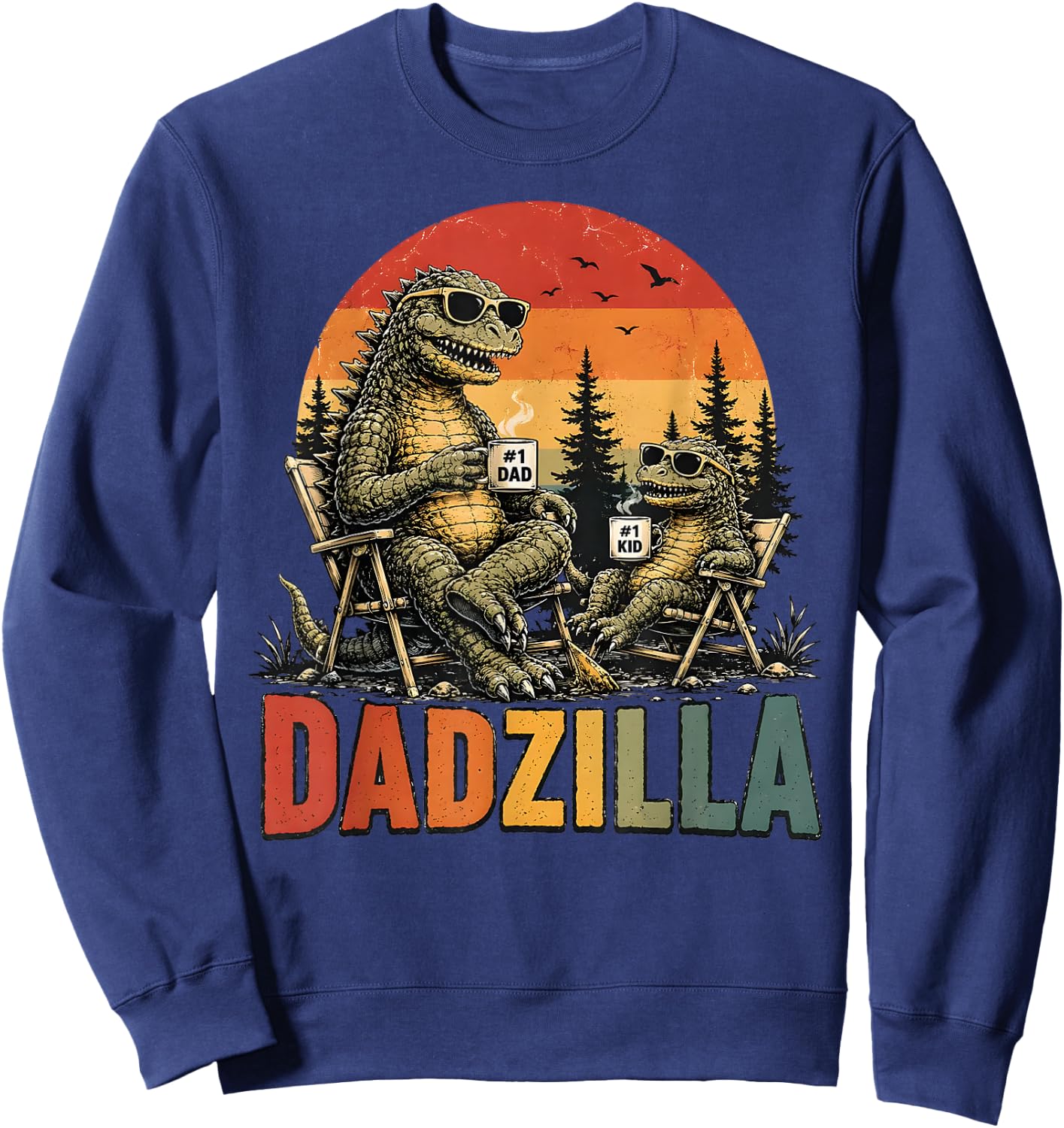Vintage Dadzilla Father of The Fist Bump Dad Son Daughter Sweatshirt - Sweatshirt | Navy