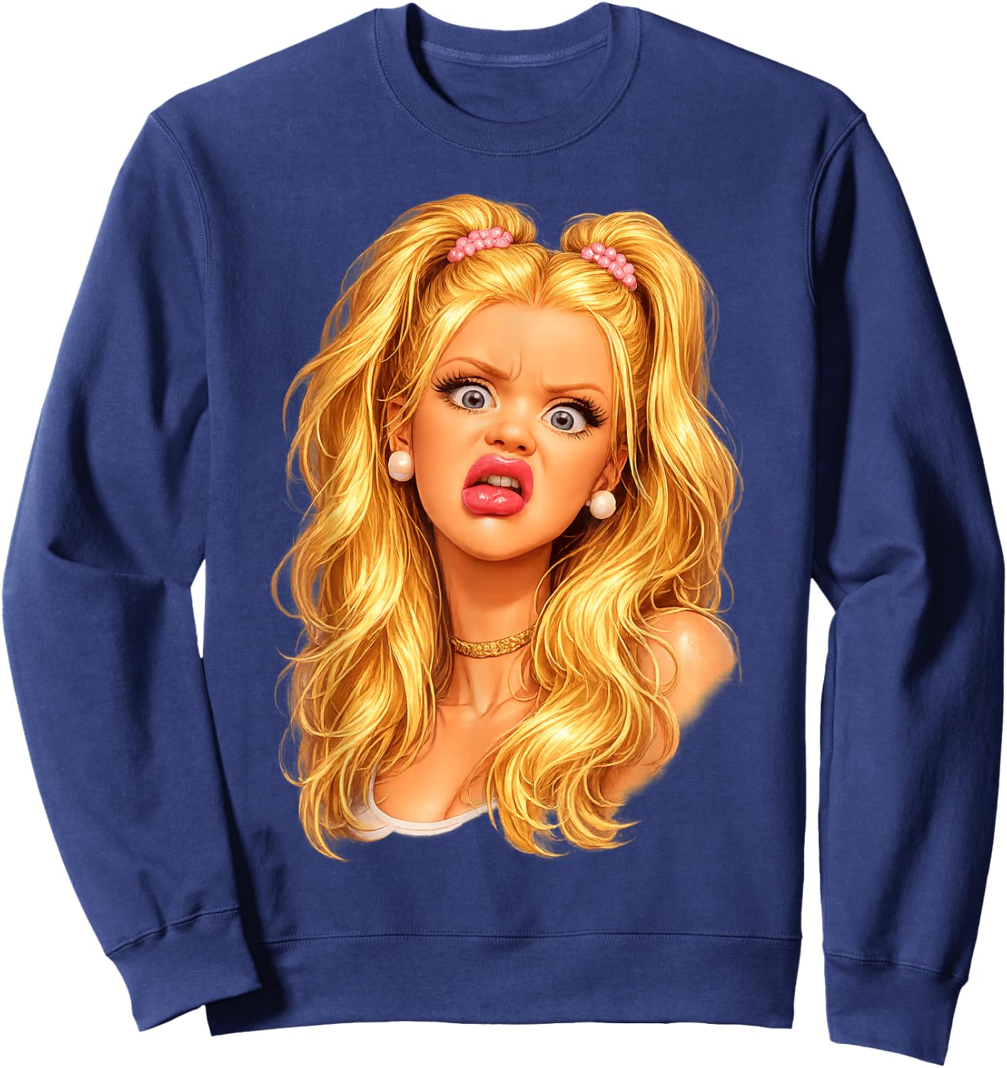 Lustiges Meme Gesicht Doll Face Sarkasmus Design mit Love Sweatshirt - Sweatshirt | Navy