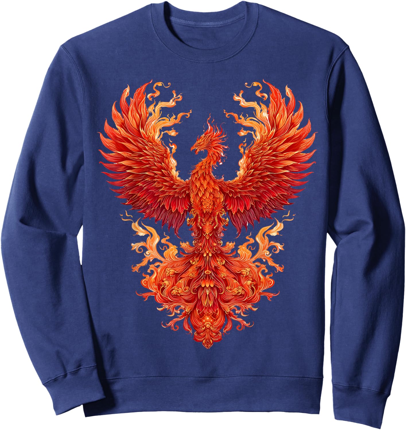 Flaming Dragon Mythical Creature Sweatshirt - Sweatshirt | Navy