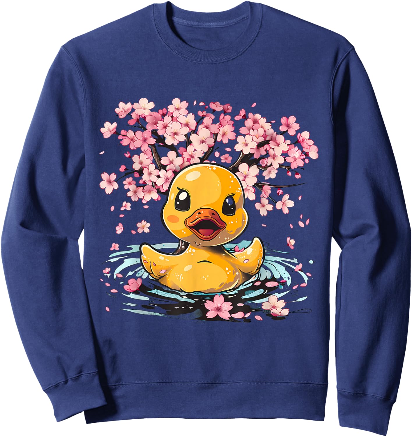 Rubber Duck Sakura Flower Japanese Art Rubber Duck Lover Sweatshirt - Sweatshirt | Navy