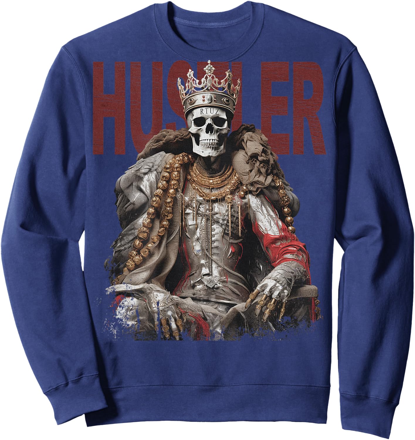 Backprint Streetwear Mode Vintage Damen Herren Schädel Skull Sweatshirt - Sweatshirt | Navy