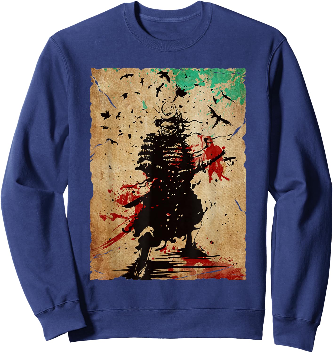 Japanese Vintage Samurai Fighter Retro Art Design Sweatshirt - Sweatshirt | Navy