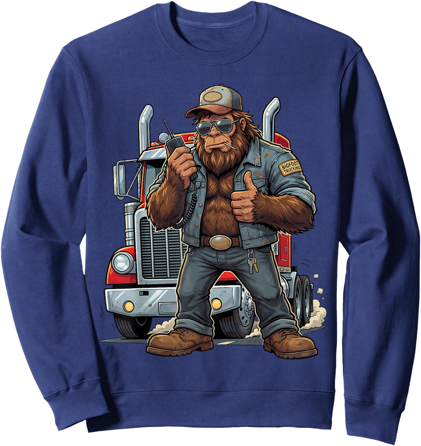 Bigfoot Truck Driver Sasquatch Semi Trucking Professional Sweatshirt - Sweatshirt | Navy
