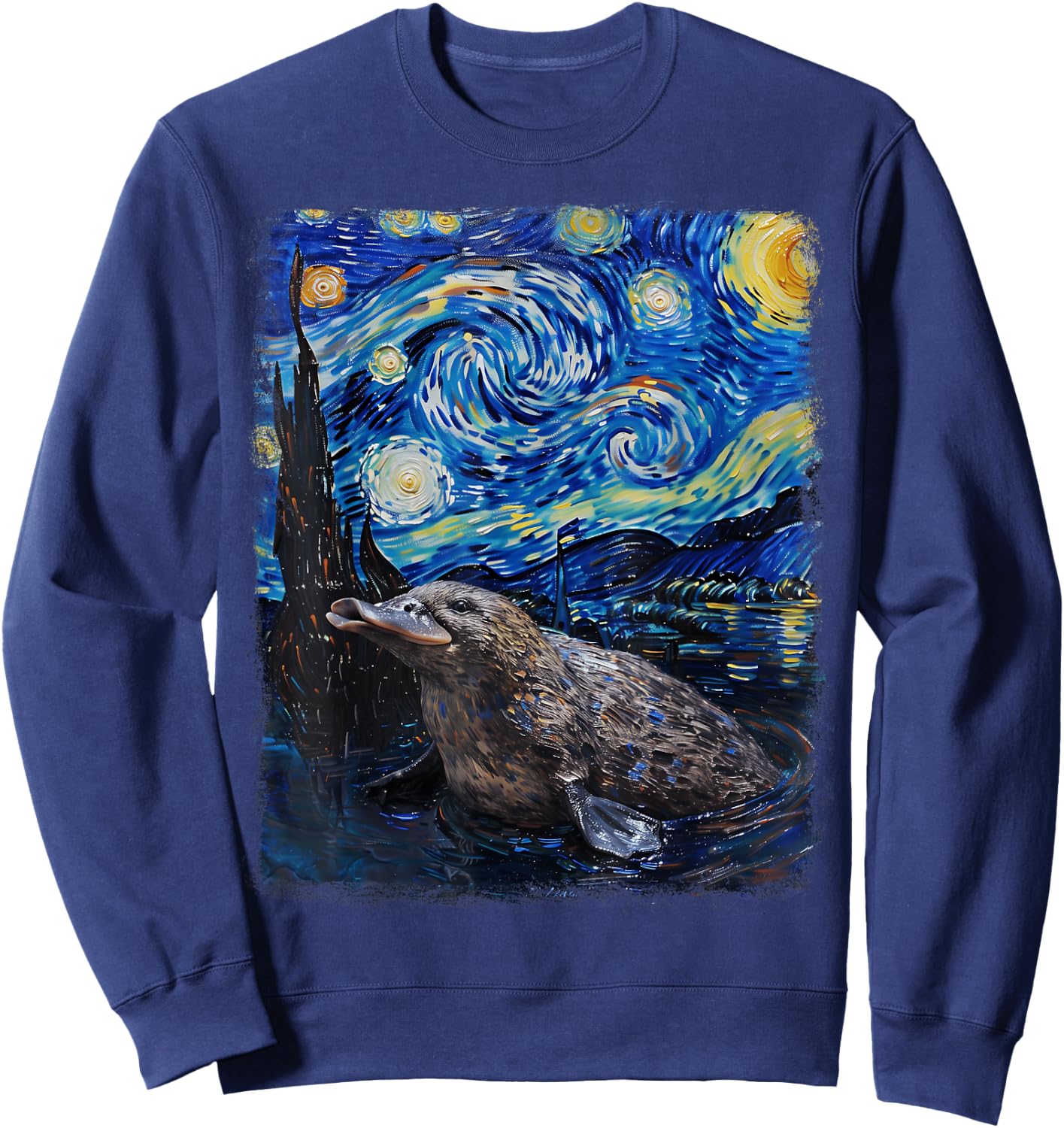 Platypus Starry Night Painting Sweatshirt - Sweatshirt | Navy