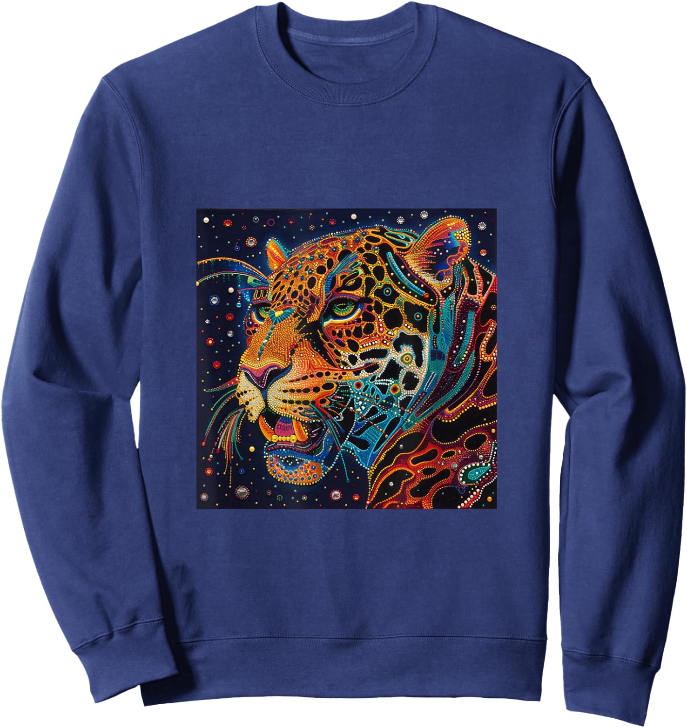 Jaguar Head Huichol Art Mexico Aztec Mayas Sweatshirt - Sweatshirt | Navy