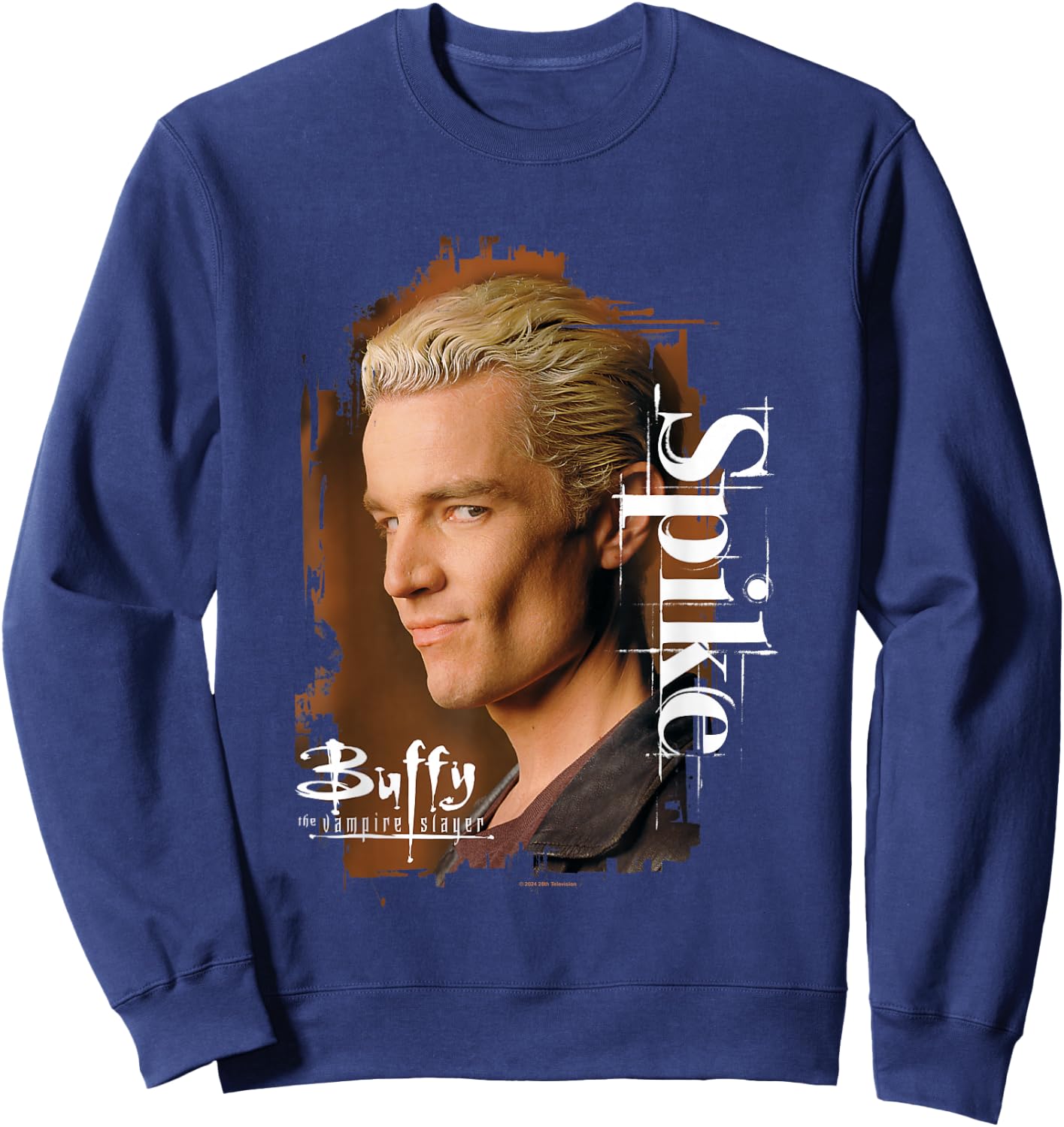 Buffy The Vampire Slayer Spike Face Closeup Vintage Poster , Black, S Sweatshirt - Sweatshirt | Navy