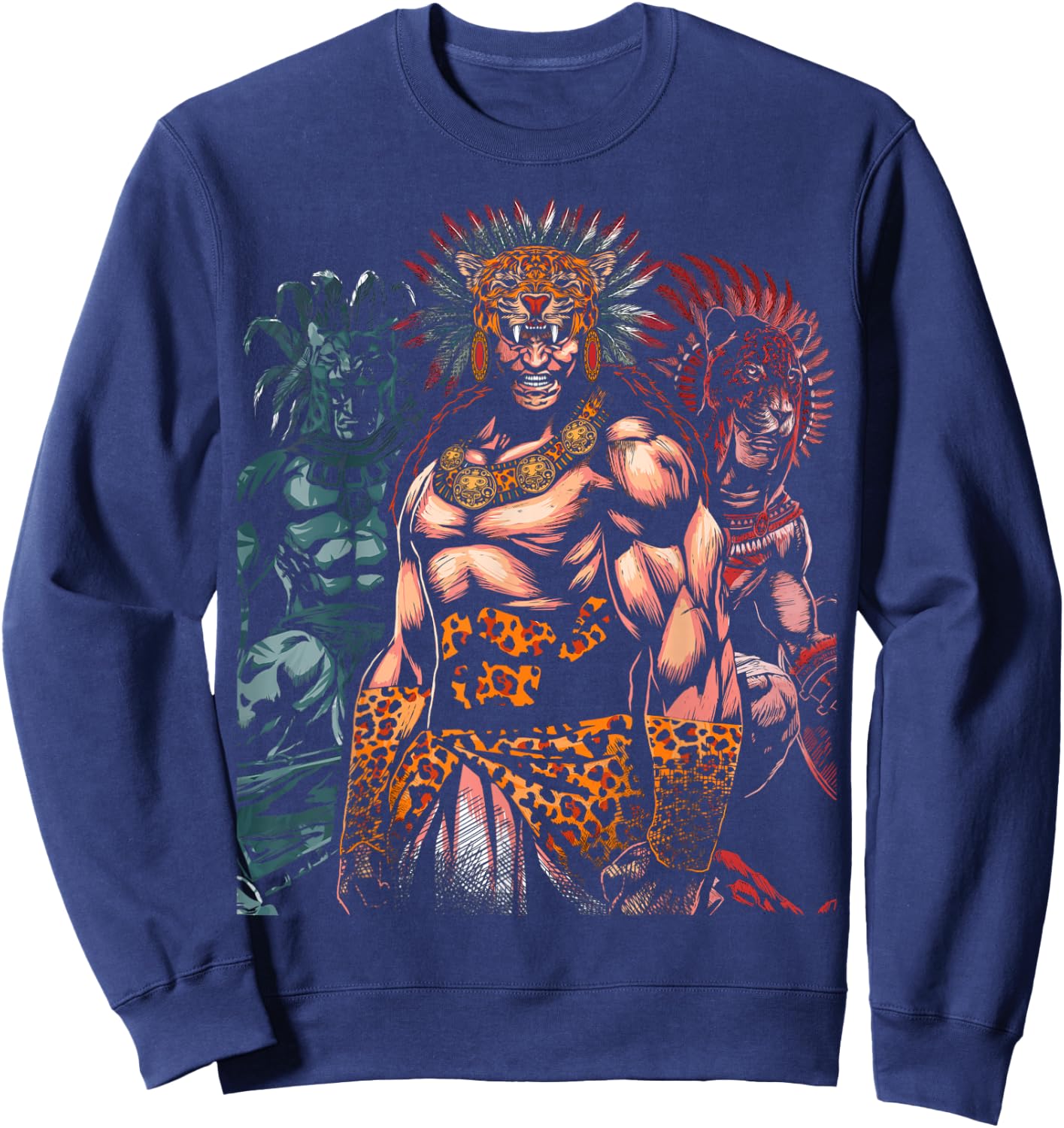 Aztec Jaguar Ancient Warrior Native Mexican Mythology Sweatshirt - Sweatshirt | Navy