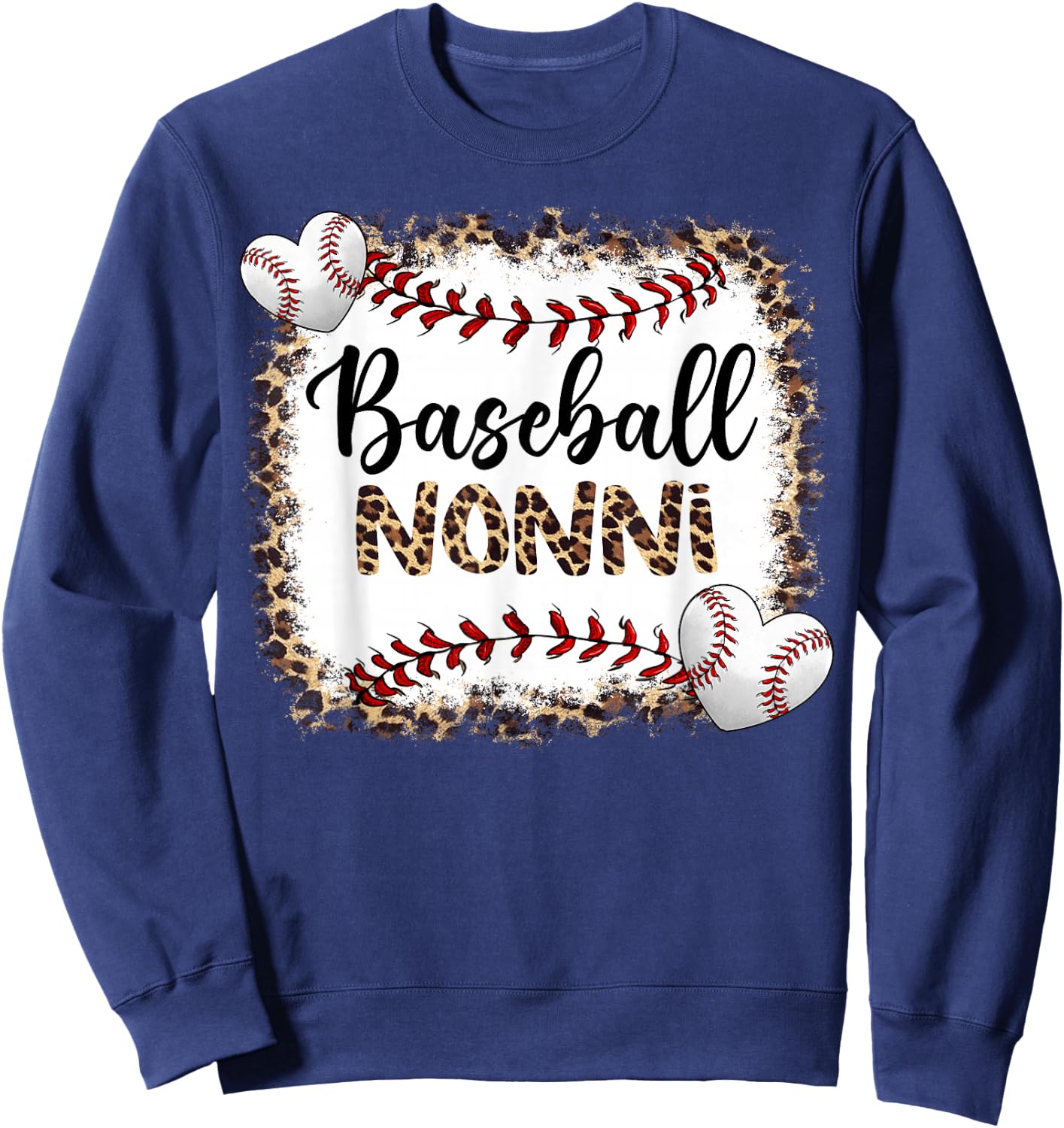 Baseball Nonni Vintage Leopard Baseball Pride Sweatshirt - Sweatshirt | Navy