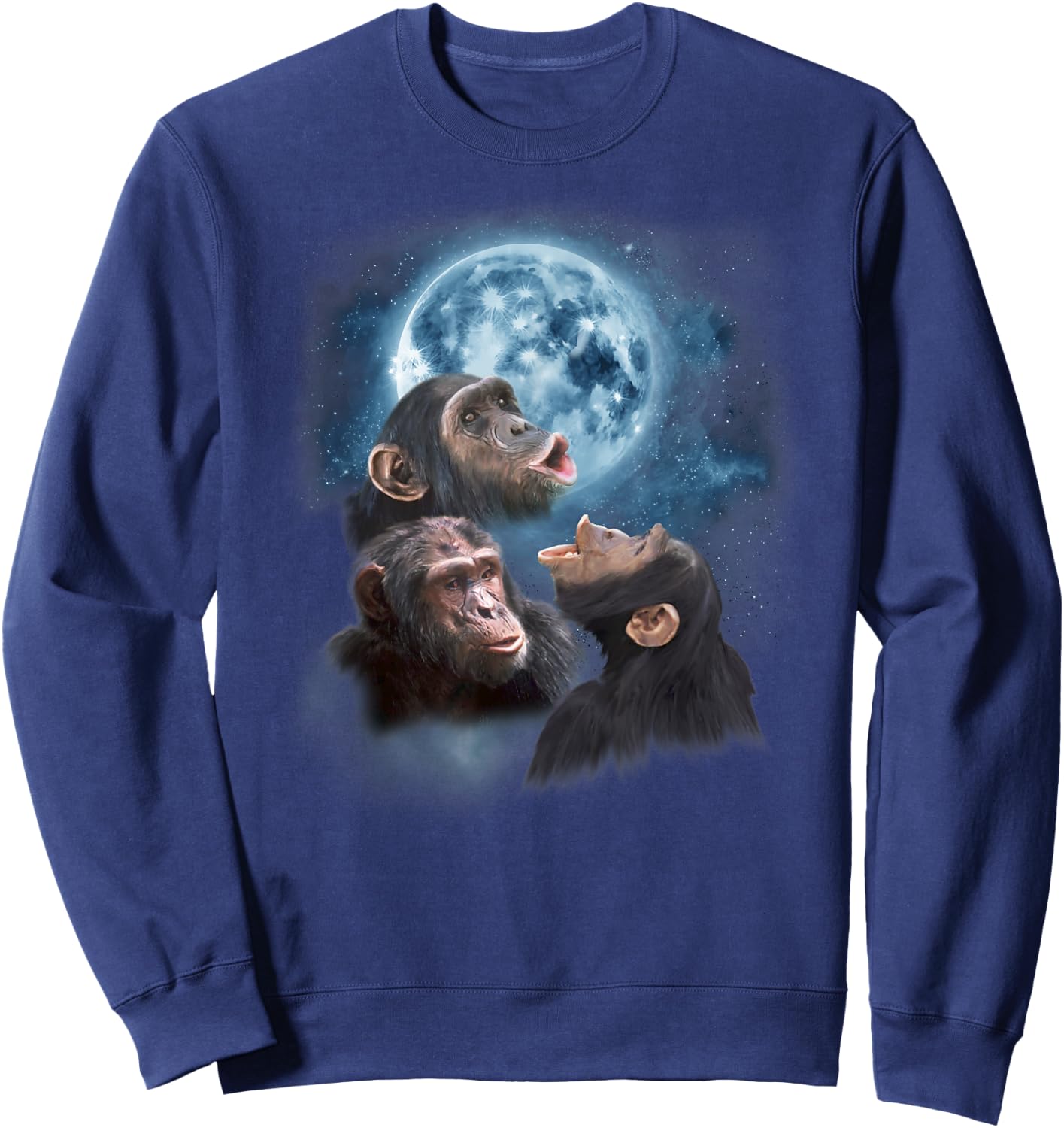 Howling at the Moon Shirt - Funny Chimpanzee Shirt - Chimp Sweatshirt - Sweatshirt | Navy