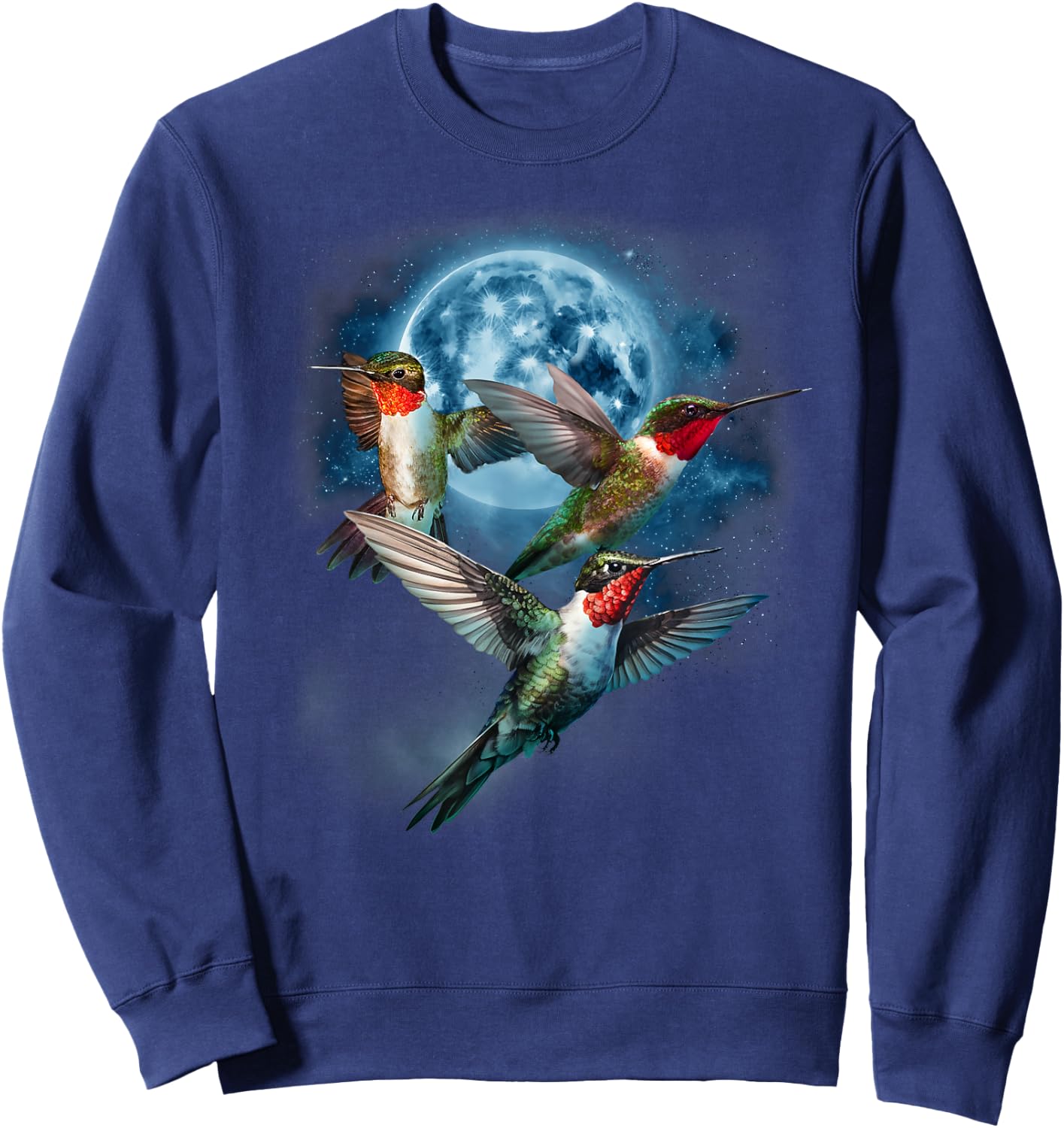 Hummingbird Shirt - Howling at the Moon Hummingbird Sweatshirt - Sweatshirt | Navy