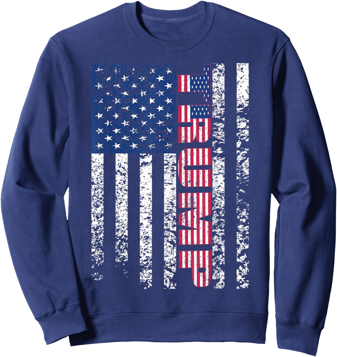 Trump Vintage Retro Distressed USA Flag American trump flags Sweatshirt - Sweatshirt | Navy