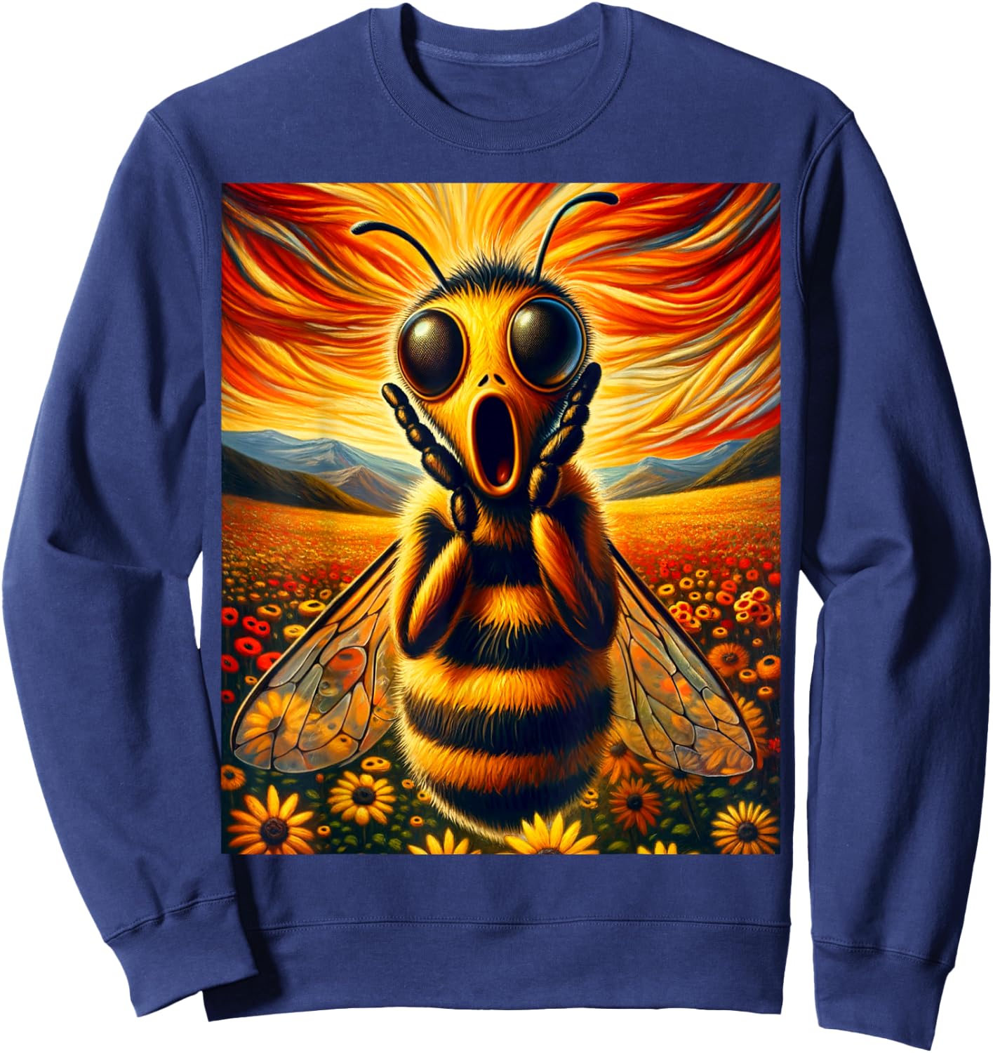 Artsy Product for Bee Lovers | Apiarist Artistic Bee Sweatshirt - Sweatshirt | Navy