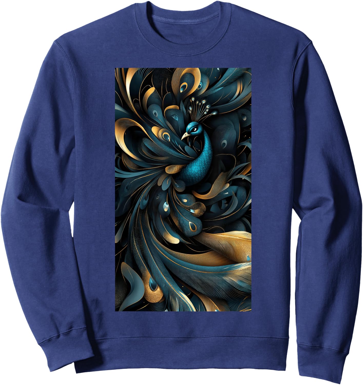 Peacock Feather Peacock art Colors Bird Abstract Sweatshirt - Sweatshirt | Navy