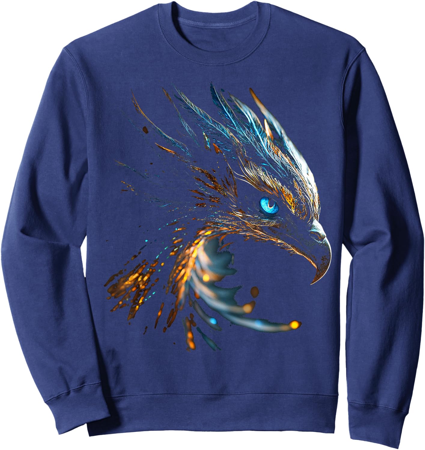 Phoenix Mythical Motif Fantasy Art Blue Eyes Phoenix , black Sweatshirt - Sweatshirt | Navy
