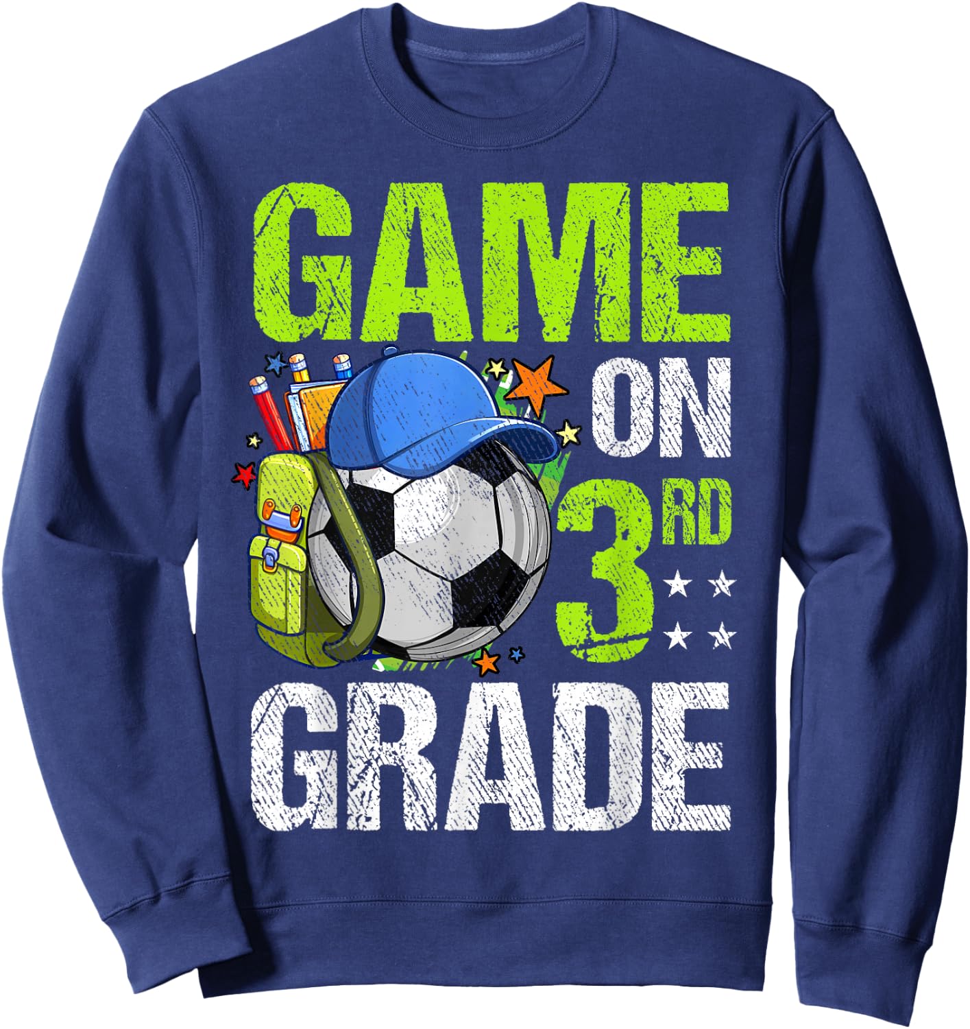Game On 3rd Grade Soccer Back To School Boy Girl Kids Gift Sweatshirt - Sweatshirt | Navy