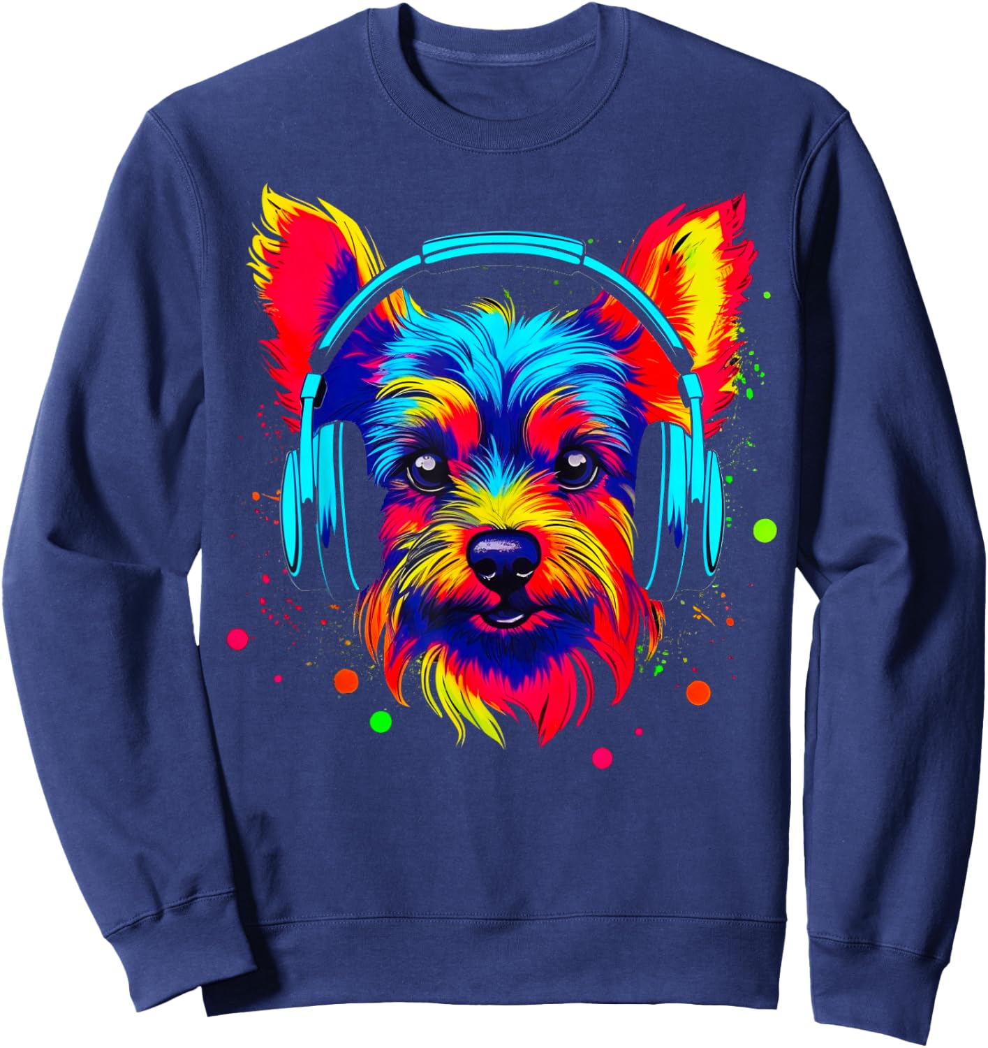 Yorkie Dog Yorkshire Terrier DJ Sweatshirt - Sweatshirt | Navy