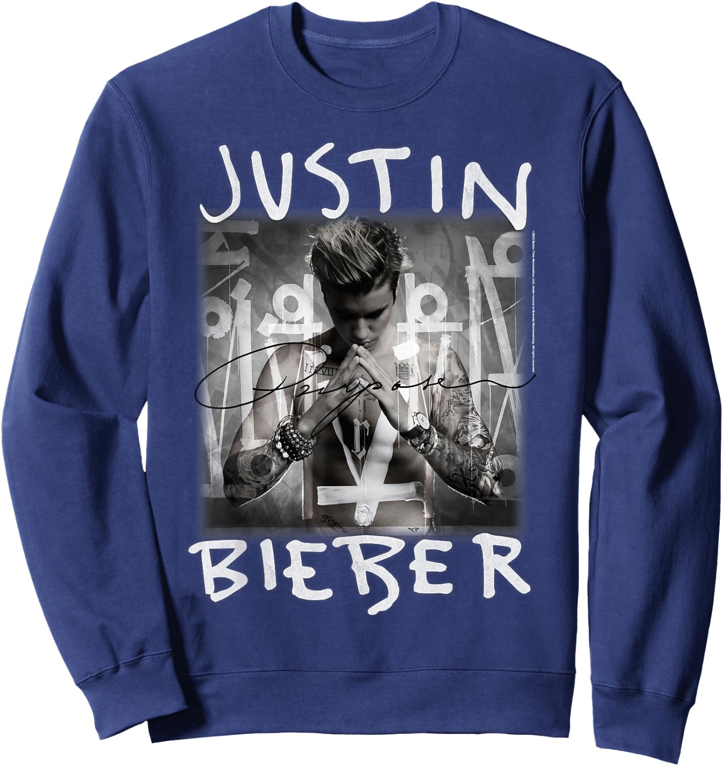Justin Bieber Purpose Album Cover by Rock Off Sweatshirt - Sweatshirt | Navy